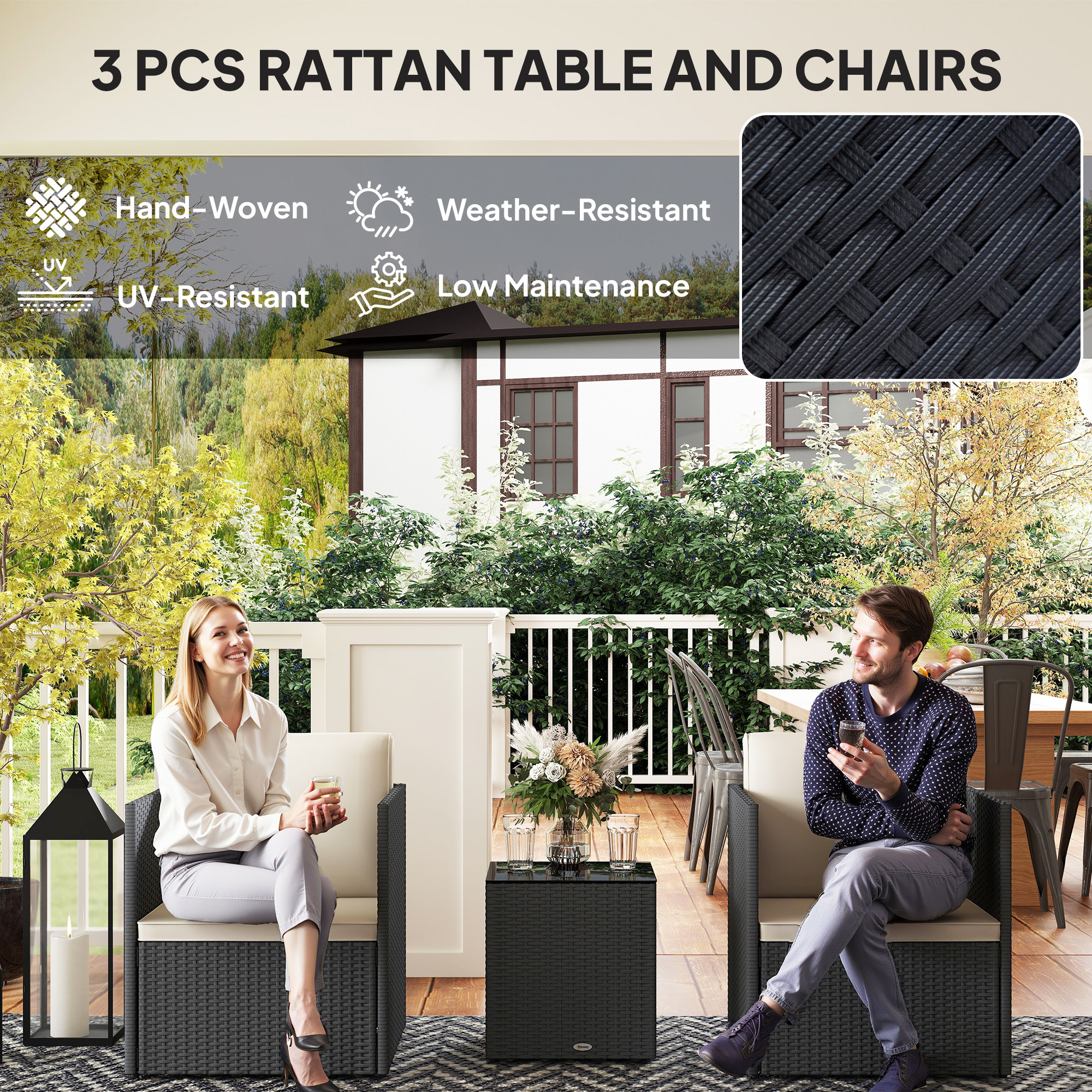 Folding Wicker Bistro Set, picture 4 of 5