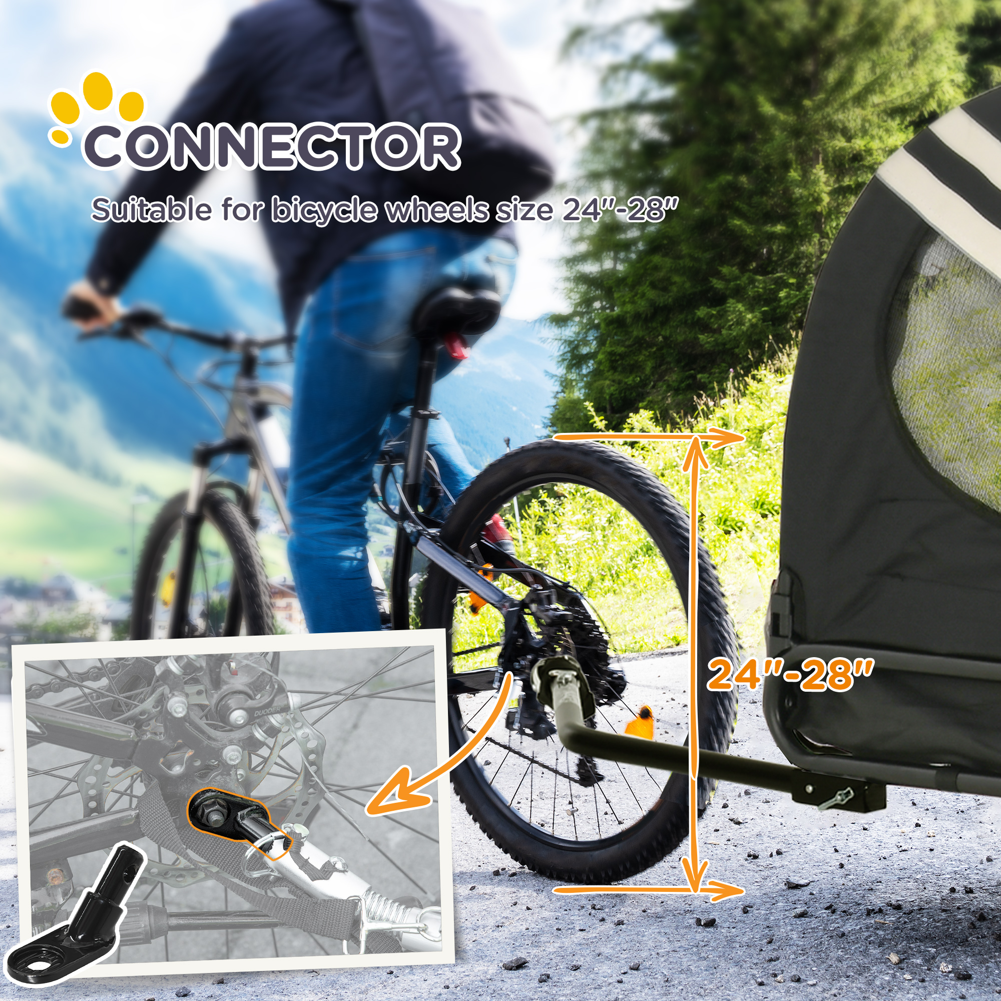 2-in-1 Pet Bike Trailer for Small Dogs, Road-Visibility Dog Stroller Bicycle Carrier, Weather-Strong Bike Wagon Trailer Sidecar Attachment, White