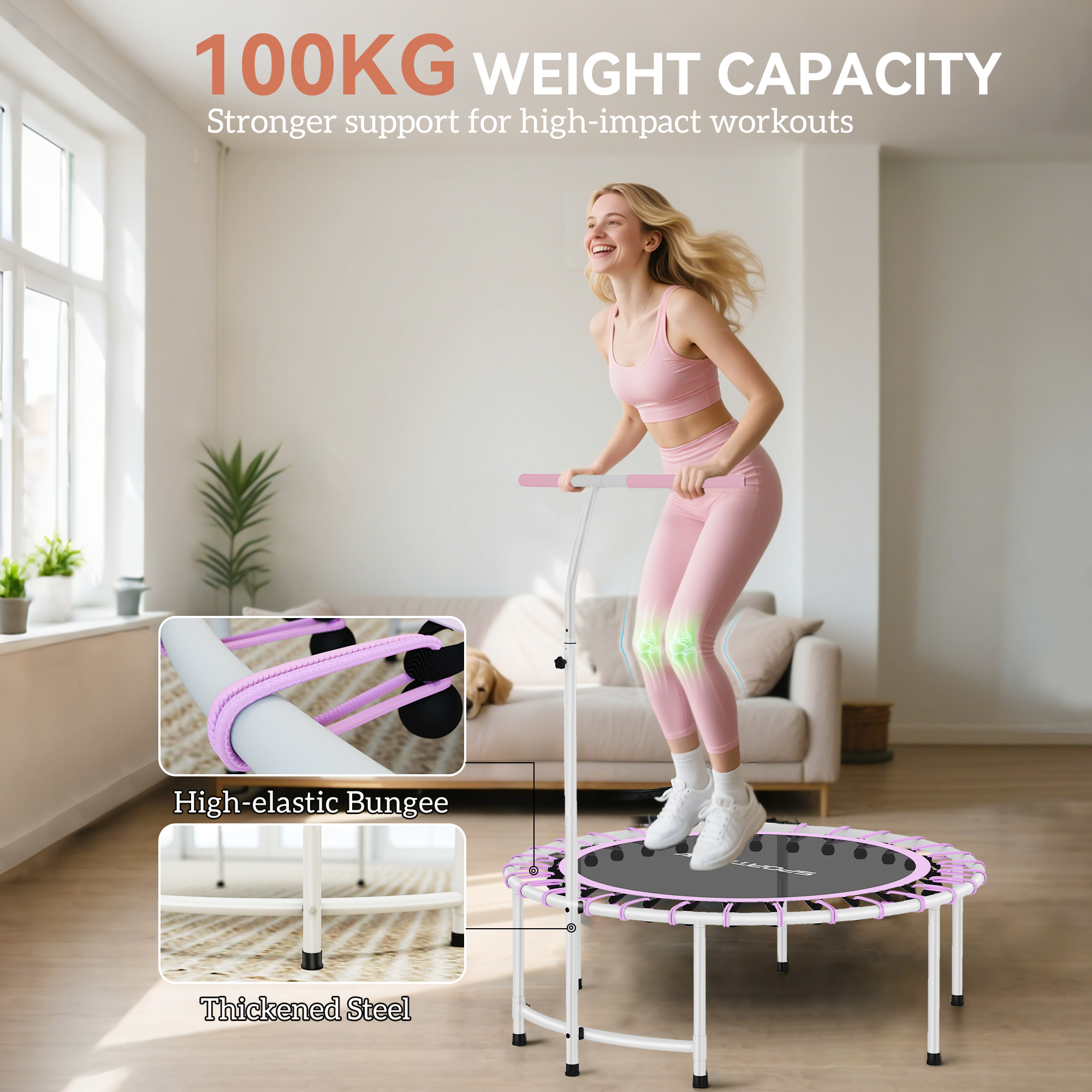SPORTNOW 40" Fitness Trampoline, Mini Rebounder For Adults With 5-Level — image 2