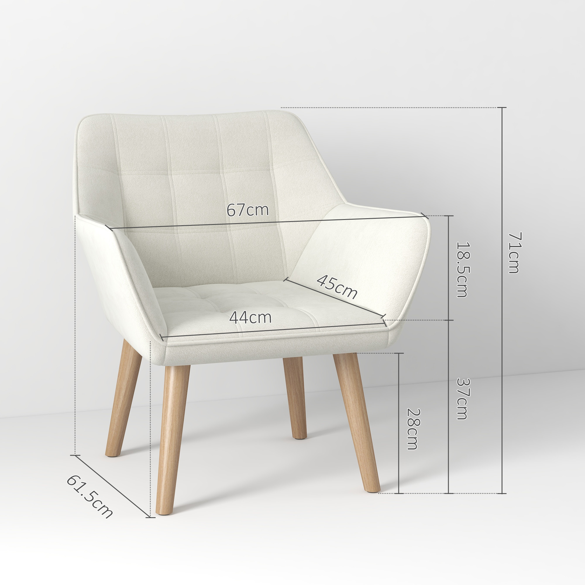 Accent Chair, Arm With Wide Arms, Slanted Back, Thick Padding And Rubber Wooden — image 4