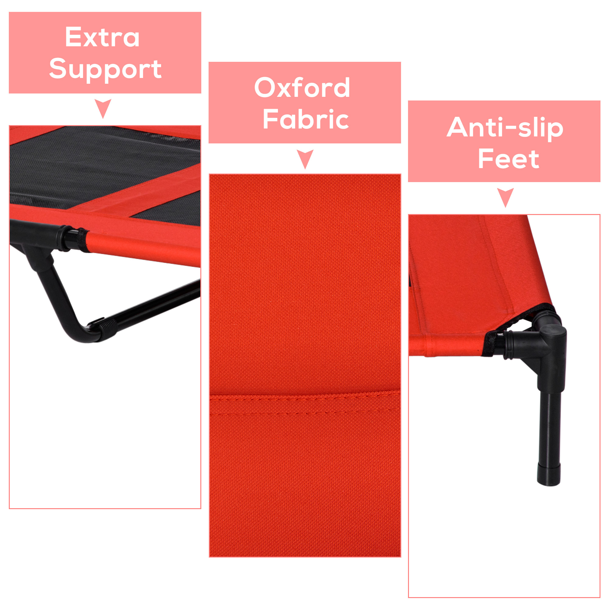  36" x 30" Elevated Cooling Summer Dog Cot Pet Bed With Mesh Ventilation - Red