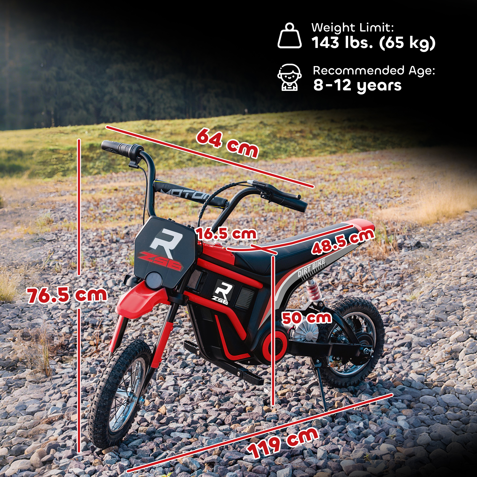 24V Electric Motorbike 18km/h With Twist Grip Throttle, Enhanced Power And Extended Range - Red