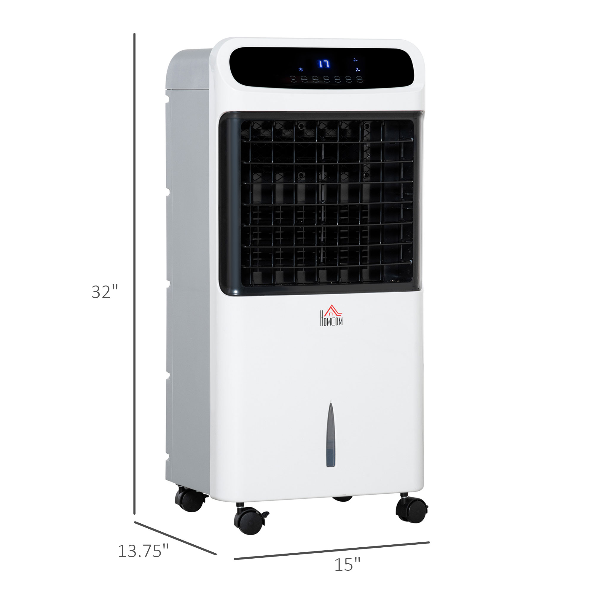  32" Evaporative Air Cooler with 3.2 Gal Water Tank, 60° Oscillating, 3-In-1 Ice Cooling Fan, Portable Swamp Cooler with Humidifier for Home Office, 3 Modes, 3 Speeds, 12H Timer, Remote, Whit