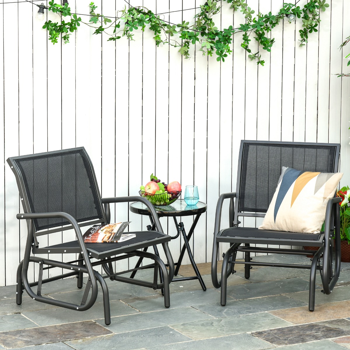 2-Piece Outdoor Glider Swing β Rocking Chair Set with Breathable β photo 3