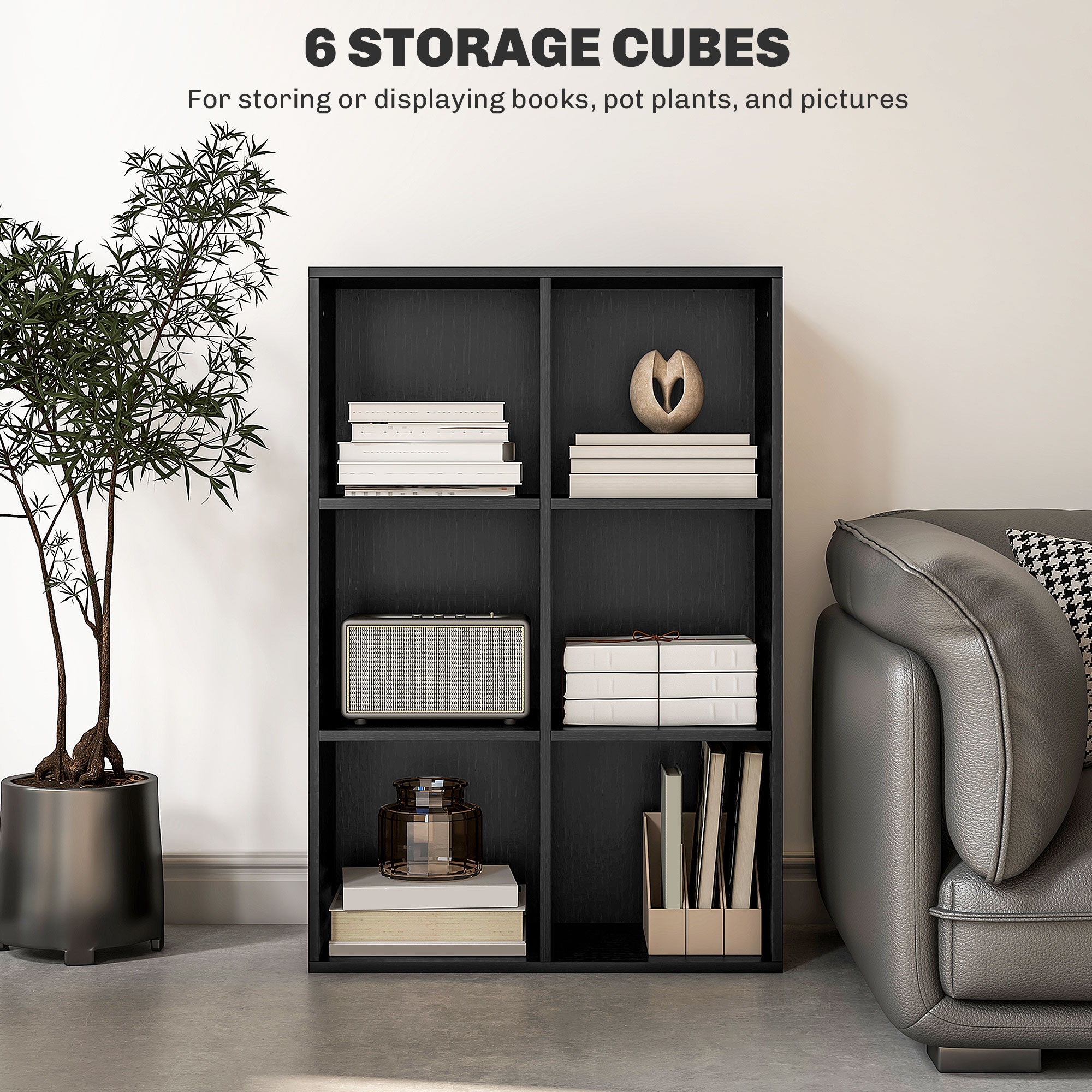 Six-Cube Bookcase - Black Wood Effect — image 3