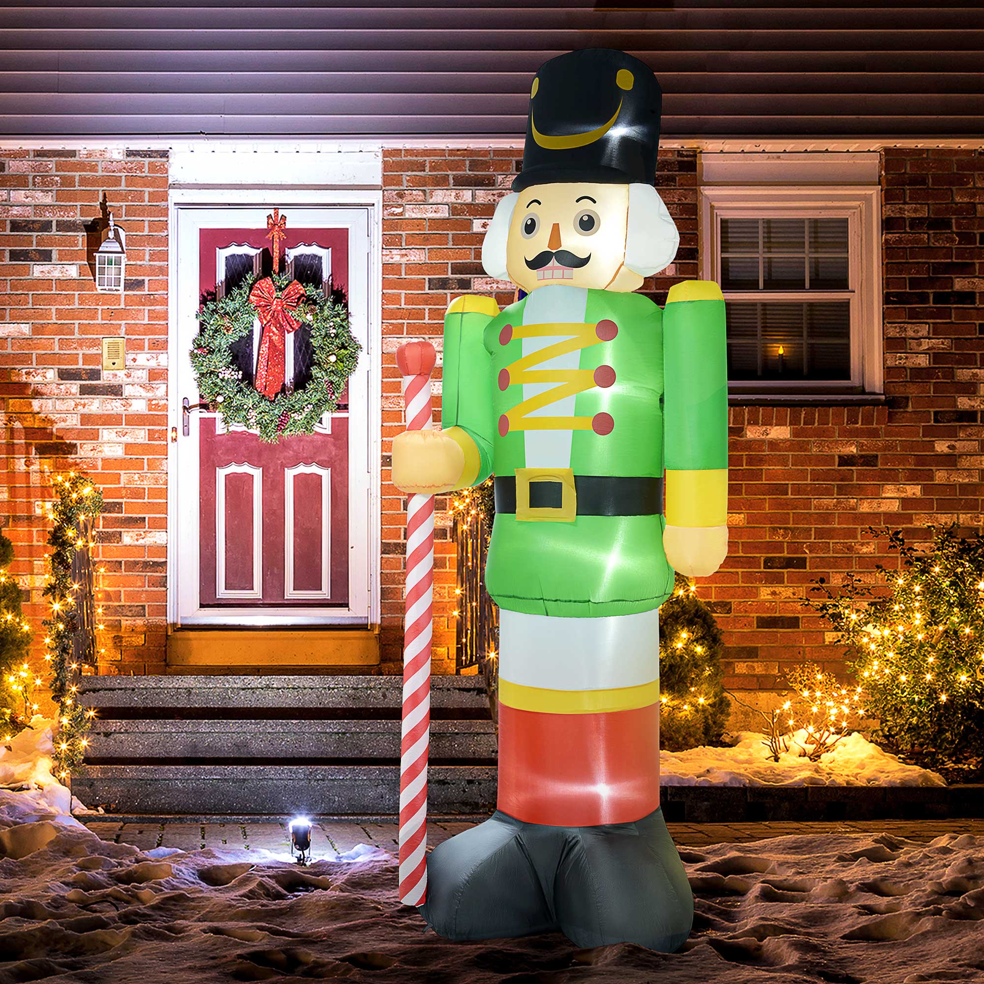 11.8 Inflatable Green Walnut Soldier w/ White LED Lights, Blow-Up Outdoor Display for Party — foto 6