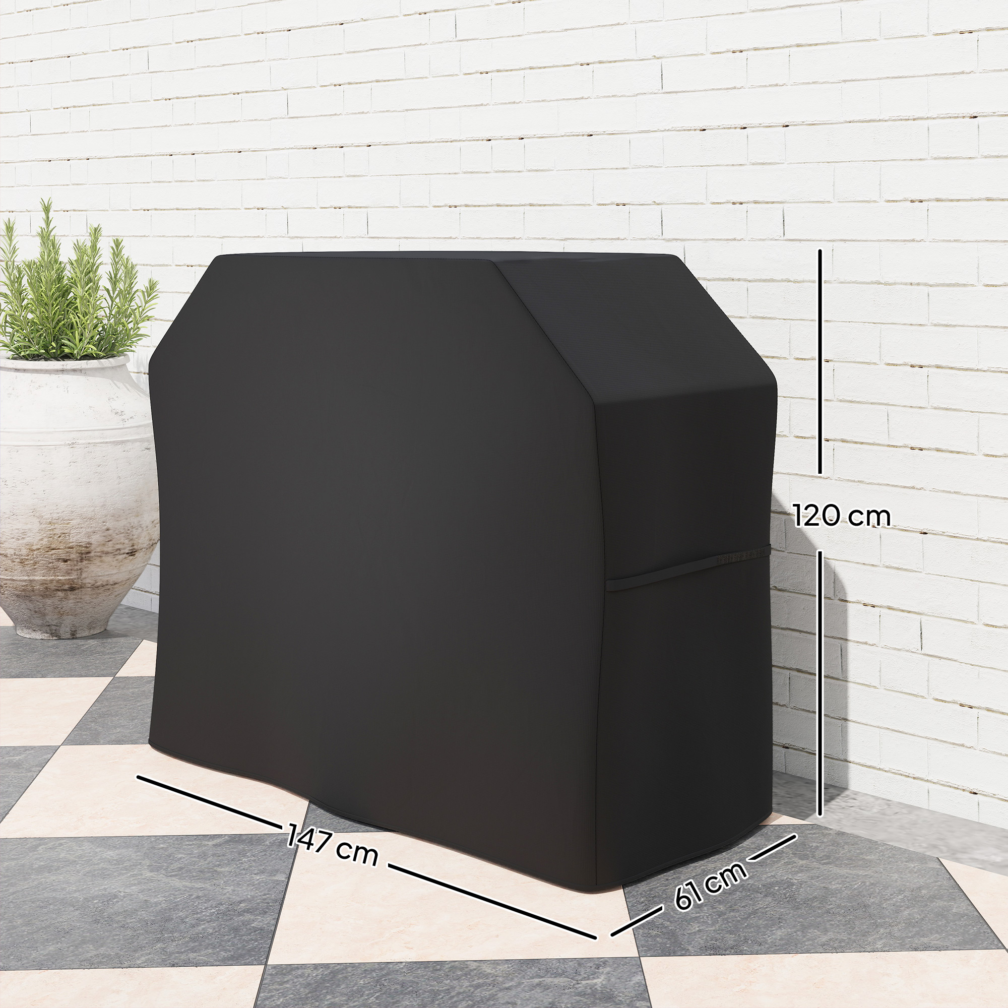 147 X 61cm Plastic Coated Protective Grill Cover - Black — image 2
