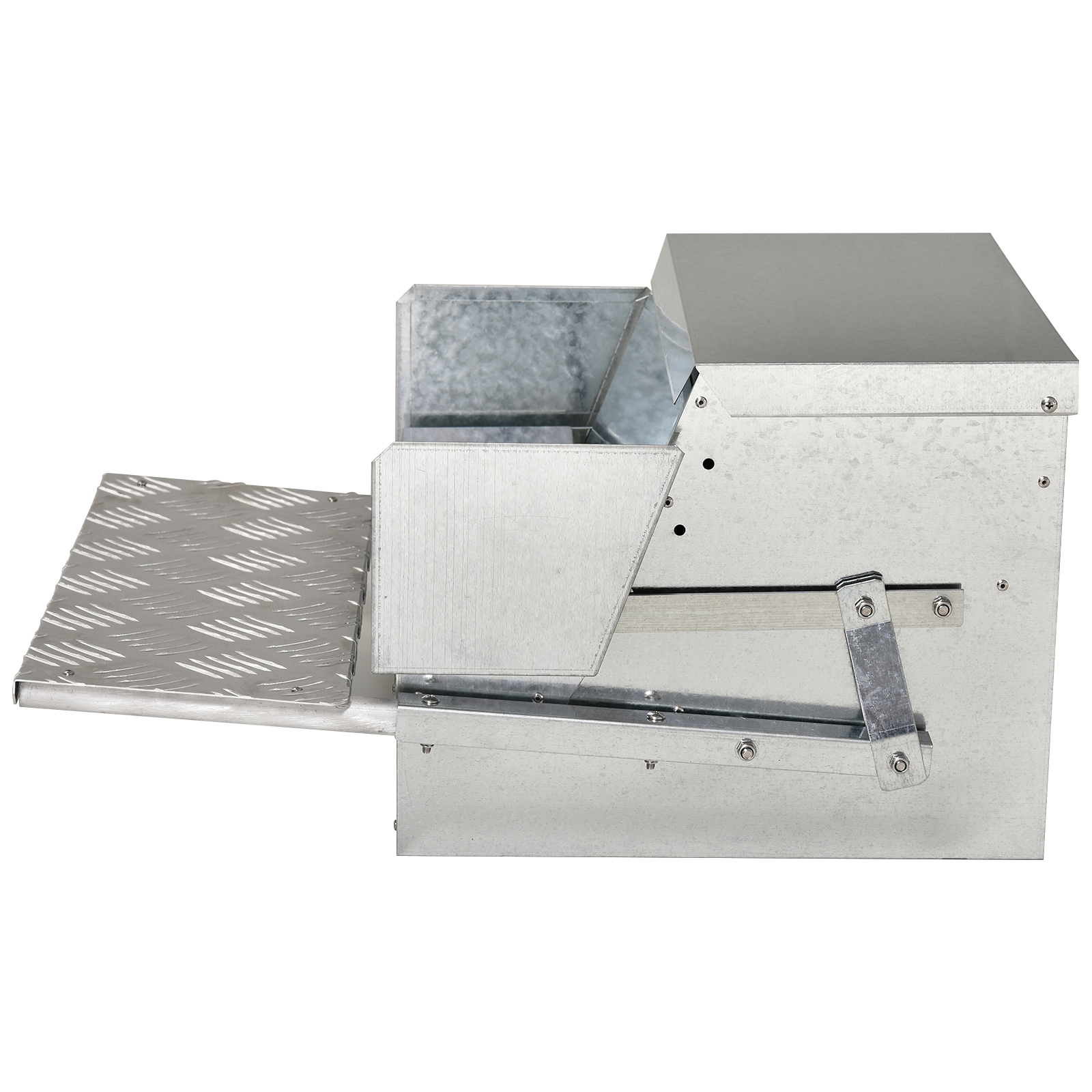  30 lbs Capacity Automatic Chicken Poultry Feeder with a Galvanized Steel and Aluminium Build, Weatherproof Design