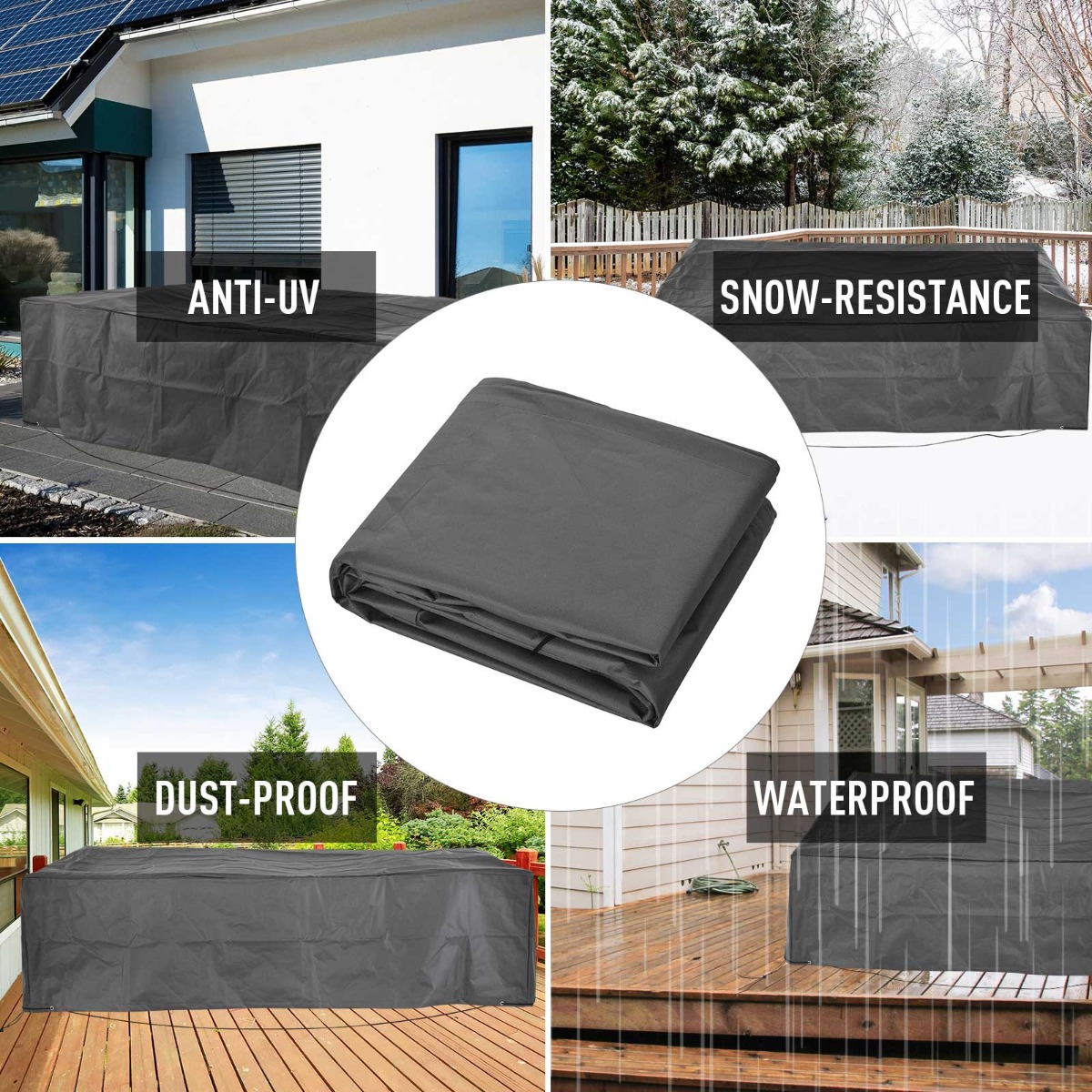 97″ x 65″ x 26″ Weatherproof Outdoor Sectional Patio Furniture Cover with Ultimate Weather Protection, Gray