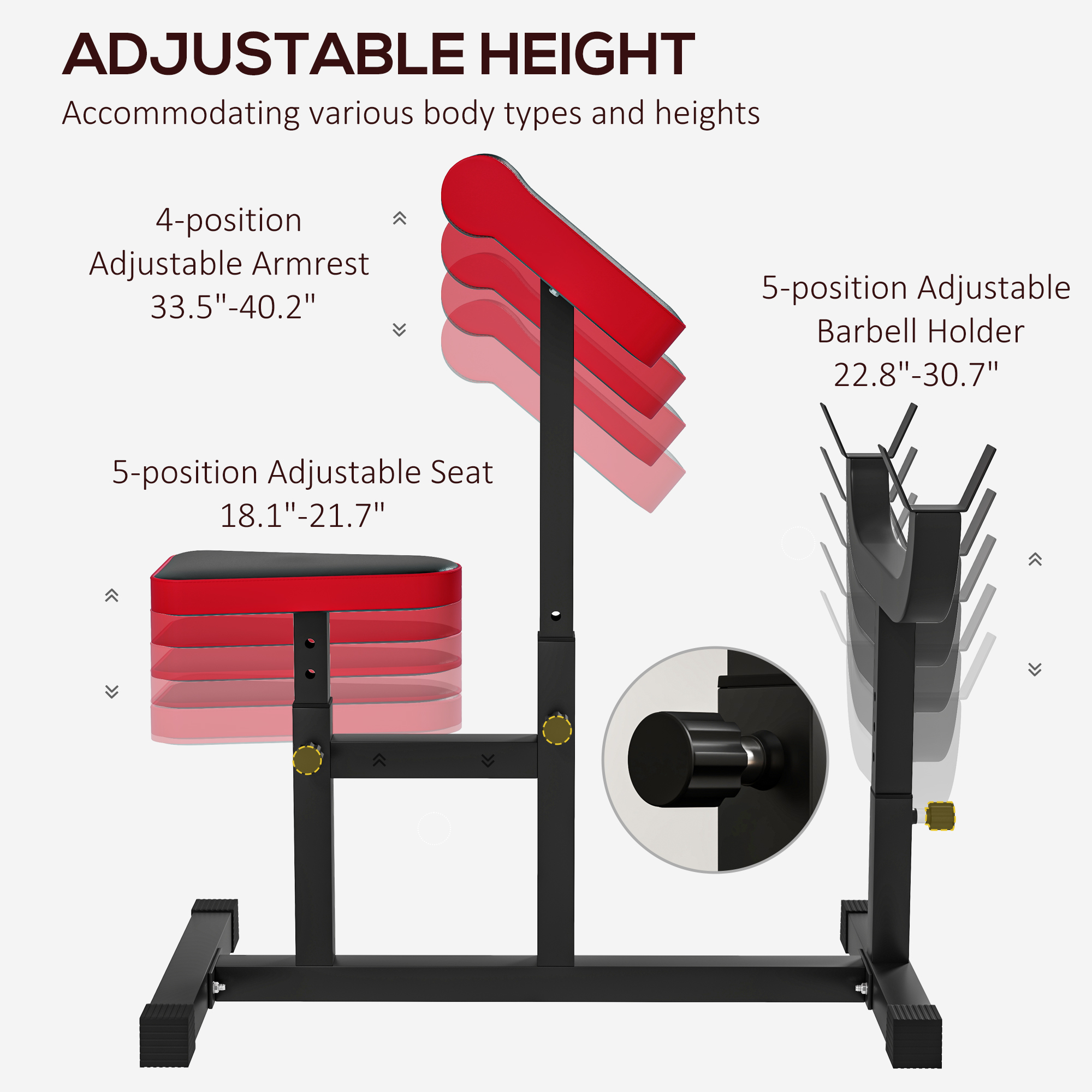 Banc de curl de prédicateur de 265 lb pour l'entraînement de force – Image 6