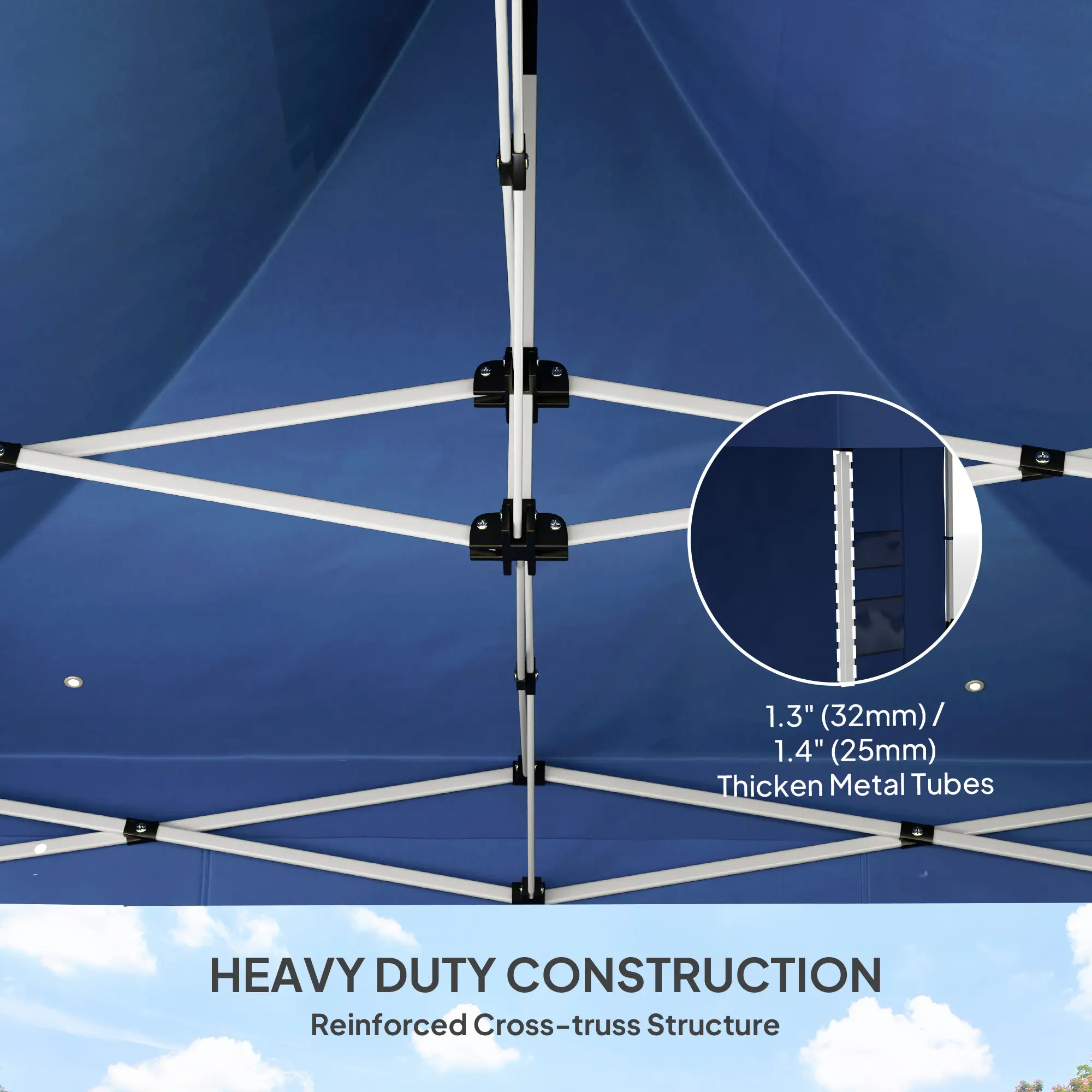 10 x 10 Heavy Duty Pop Up Canopy Tent with Sidewall, UPF50+ Instant Sun Shelter with Storage Pockets, Dark Blue