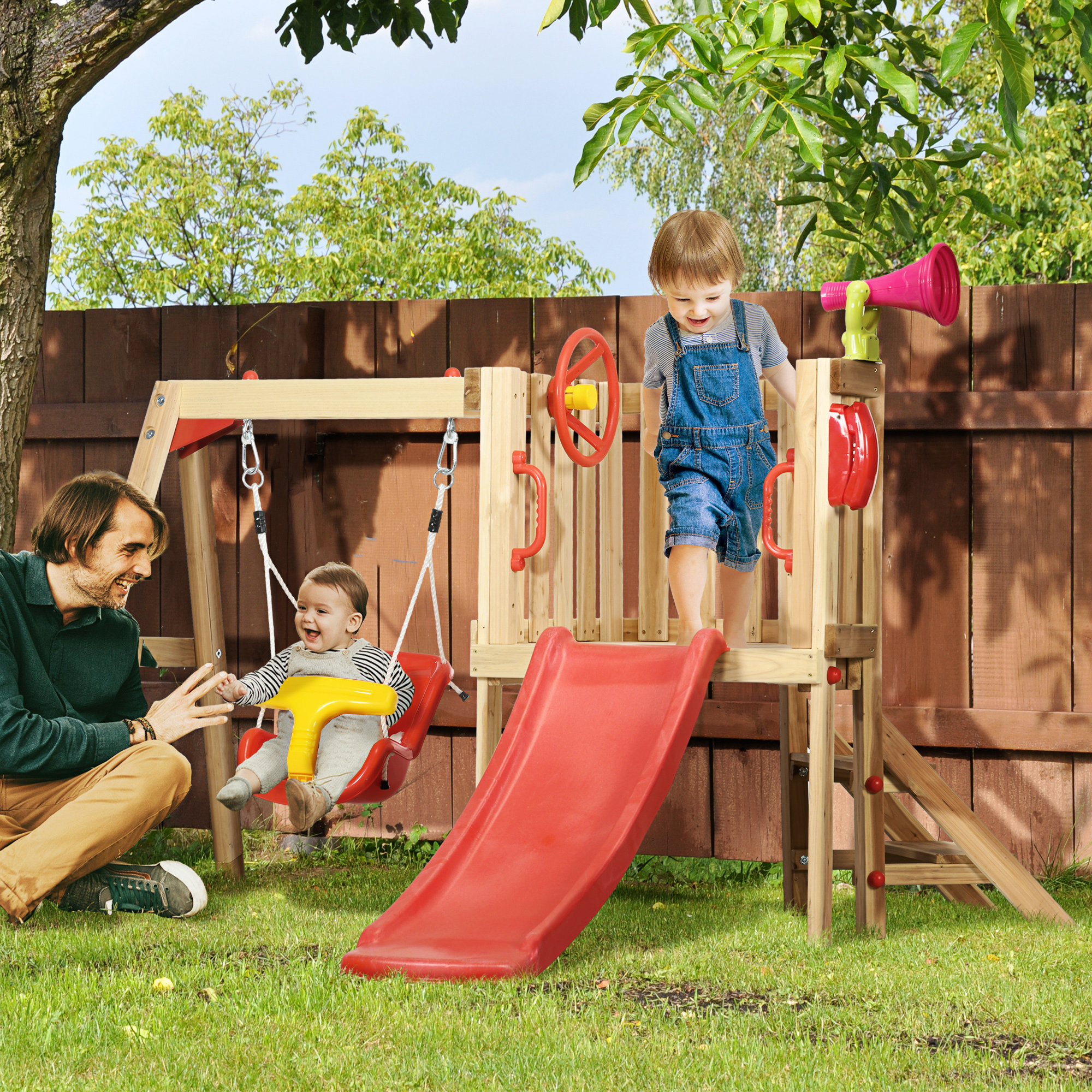 4-in-1 Wooden Swing Set with Swing β photo 4