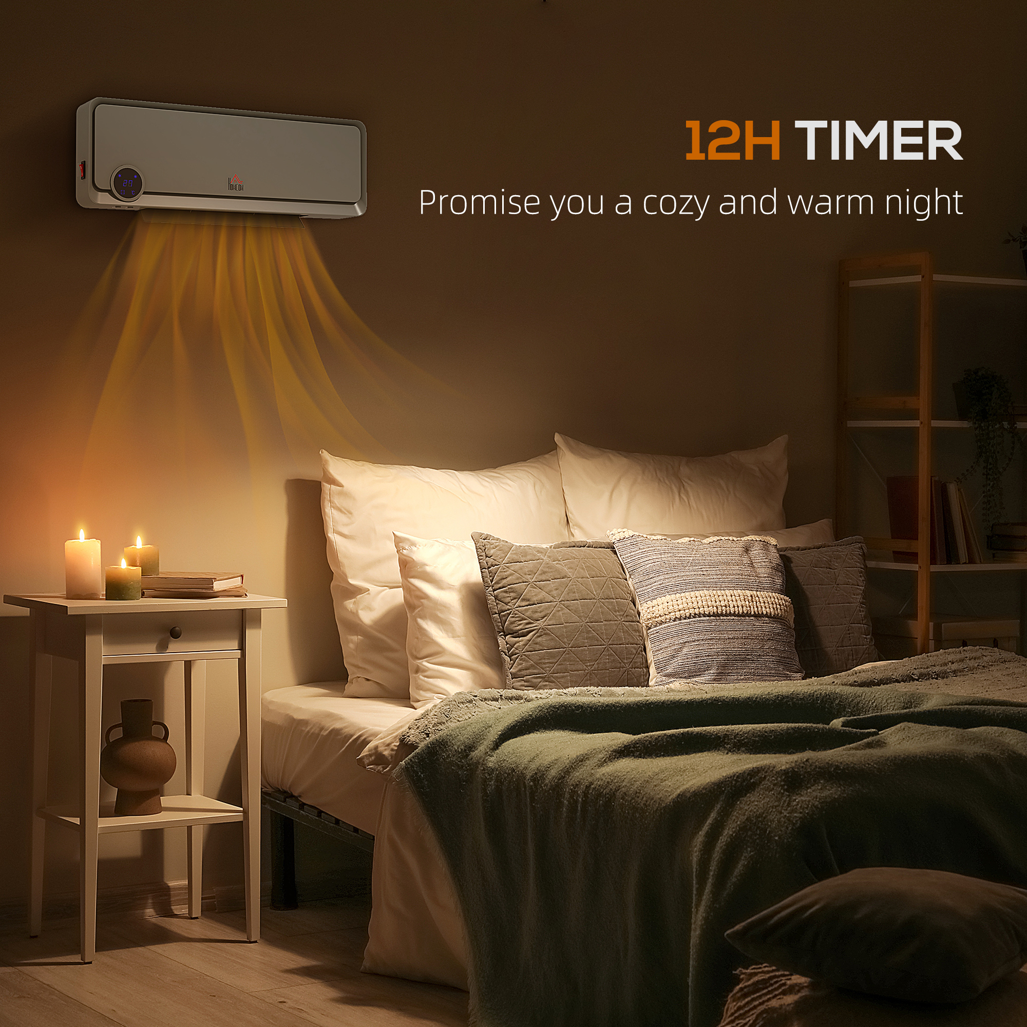 Wall Downflow Heater 2 Heat And Fan 1000W 2000W, Electric Space With Timer — image 2