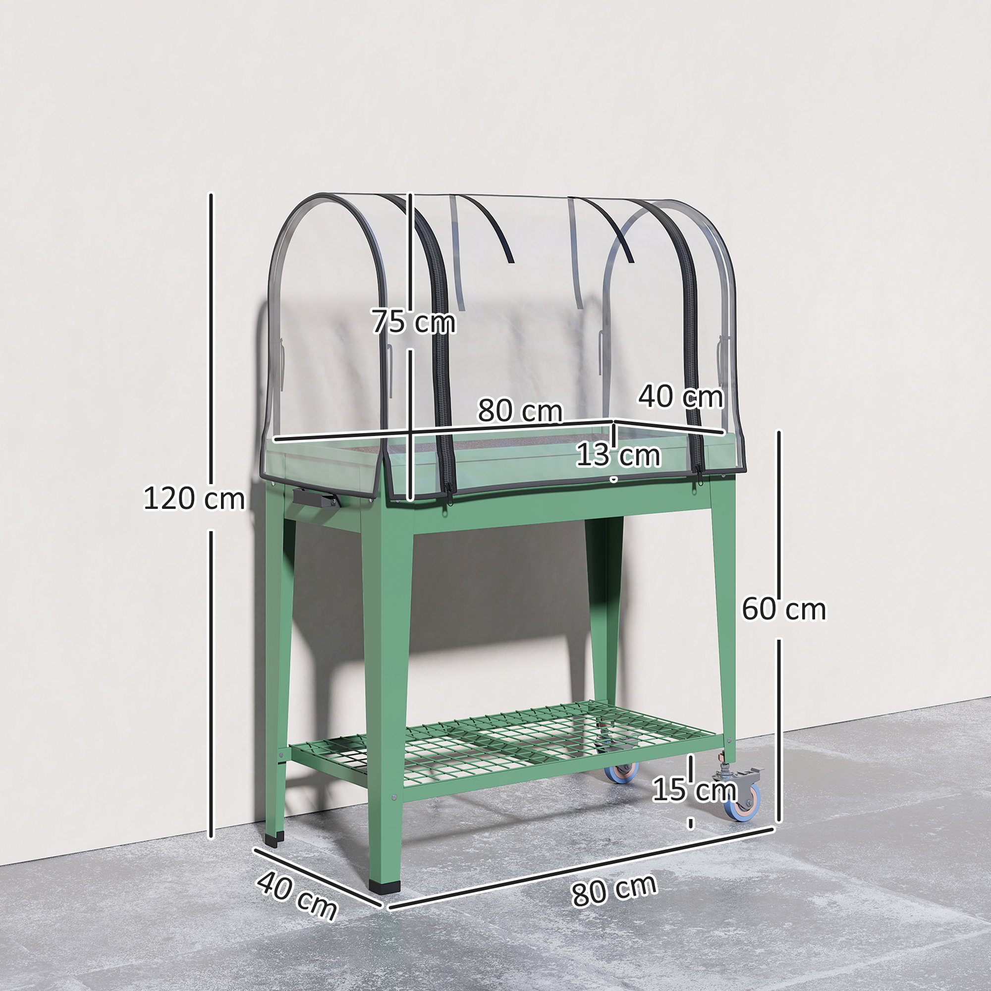 Raised Planter With Greenhouse Cover, Mobile Elevated Garden Bed Wheels — image 4