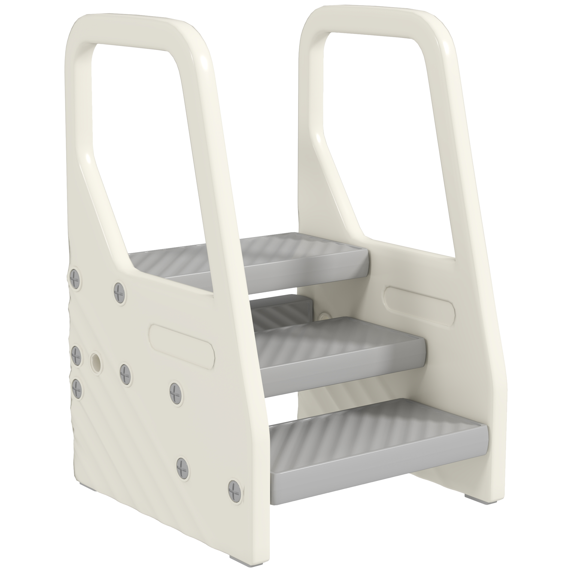 Adjustable 3 Step Toddler Tower With Handles, Non-slip Surface And Foot Pads