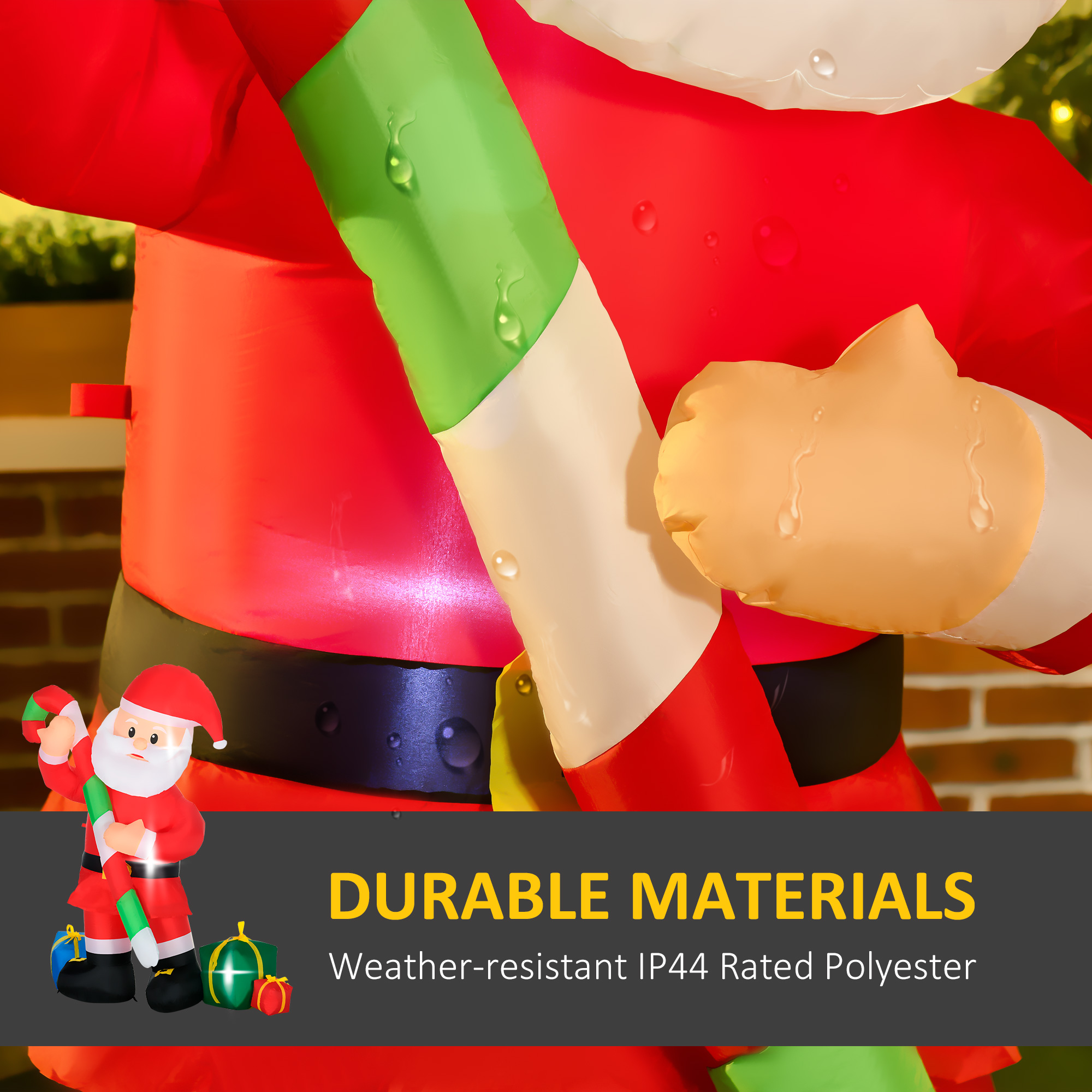  6ft Christmas Inflatables Outdoor Decorationss Decorations Santa Claus with Candy Cane, Blow-Up LED Yard Christmas Decor
