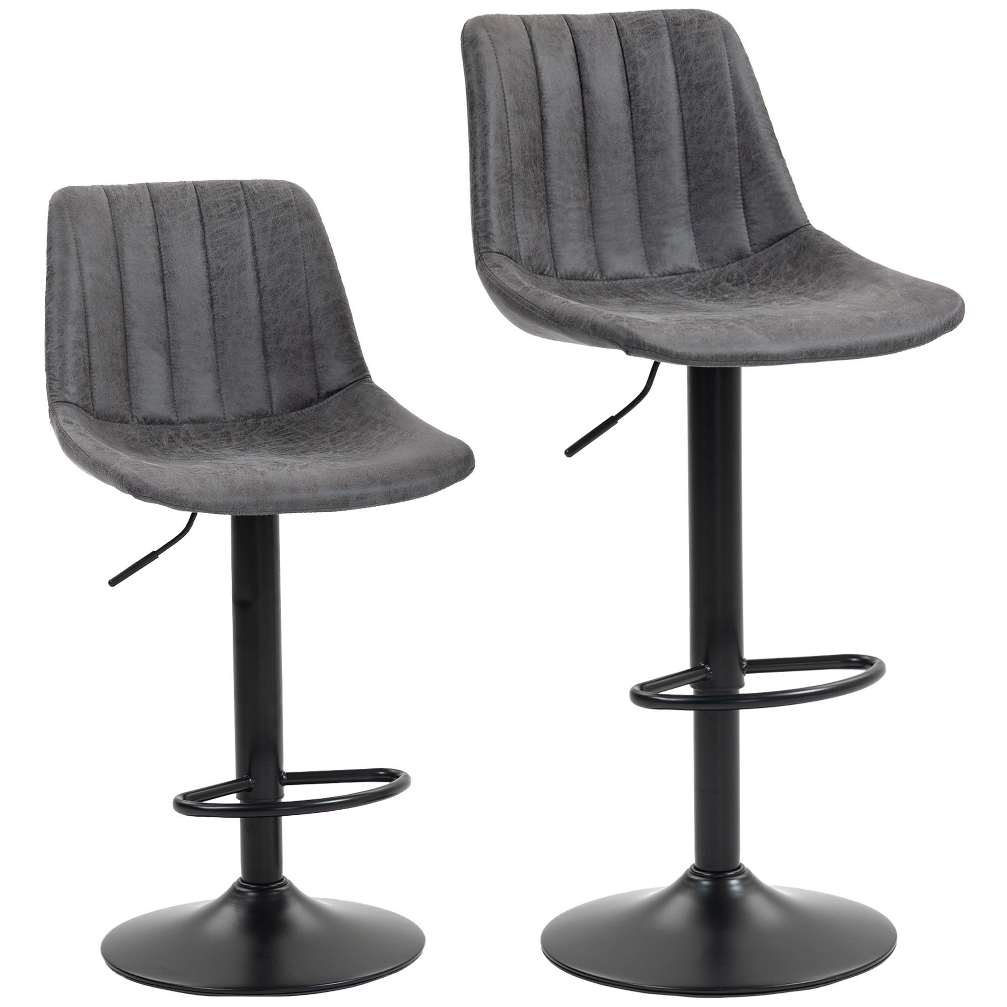 Set Of 2 Leathaire Tub Bar Stools - Charcoal Grey — image 2