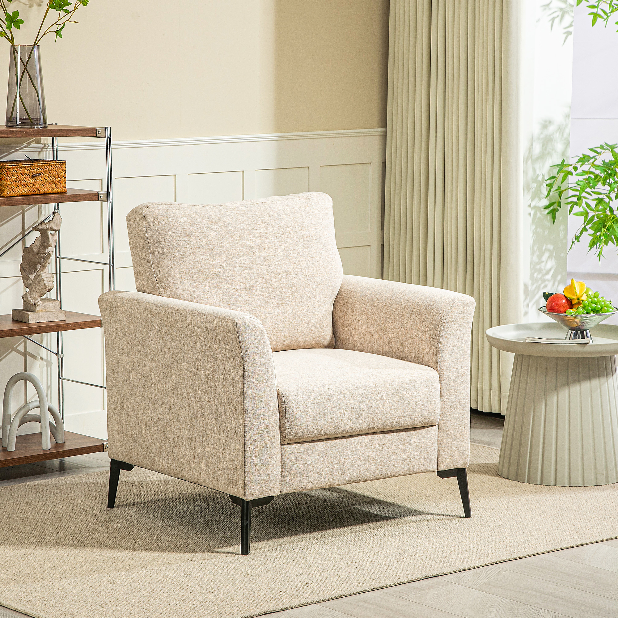 Linen-Look Armchair - Beige — image 2
