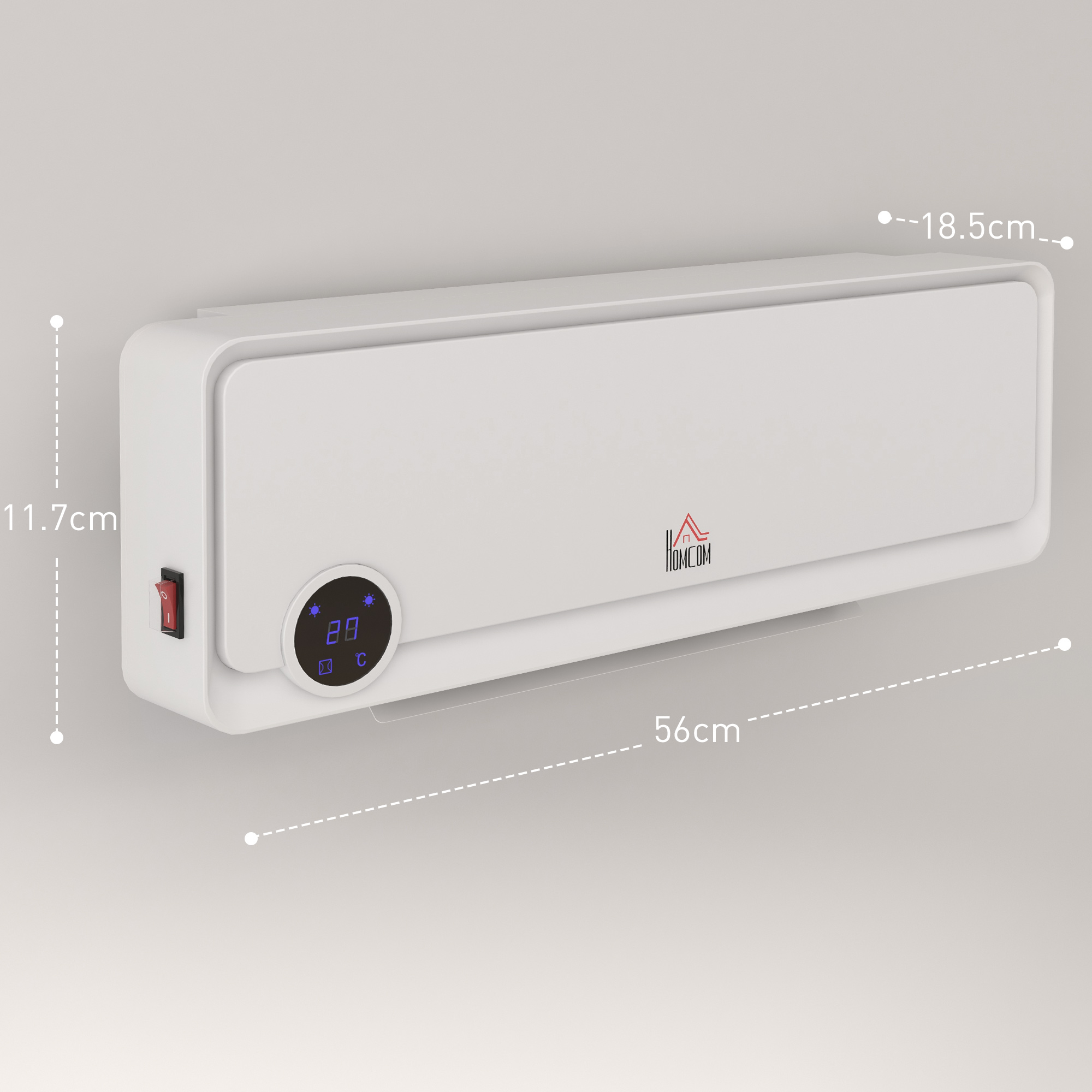 Wall Downflow Heater 2 Heat And Fan1000W2000W, Electric Space With Timer Remote — image 2