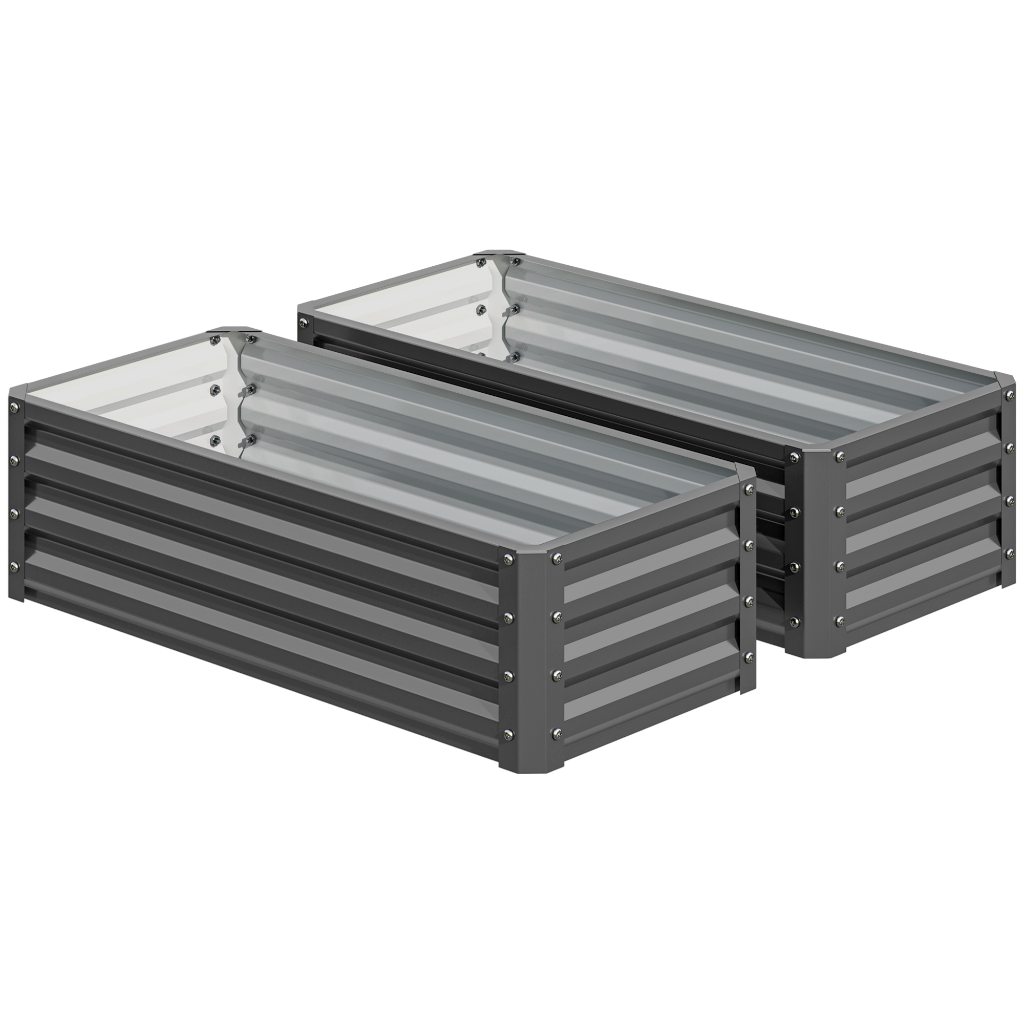 Set Of Two 110 X 50cm Steel Planter Boxes - Light Grey — image 2