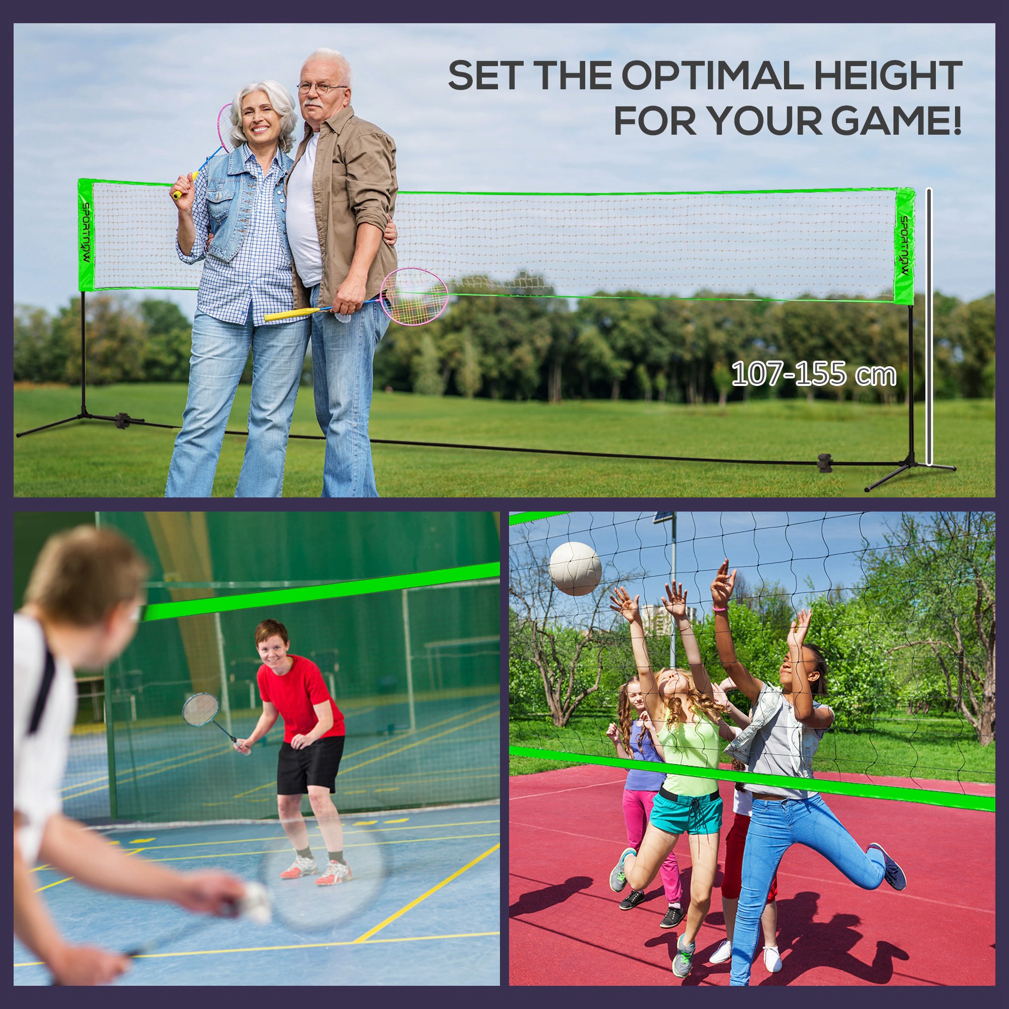 SPORTNOW Badminton Net Set, Height Adjustable Net