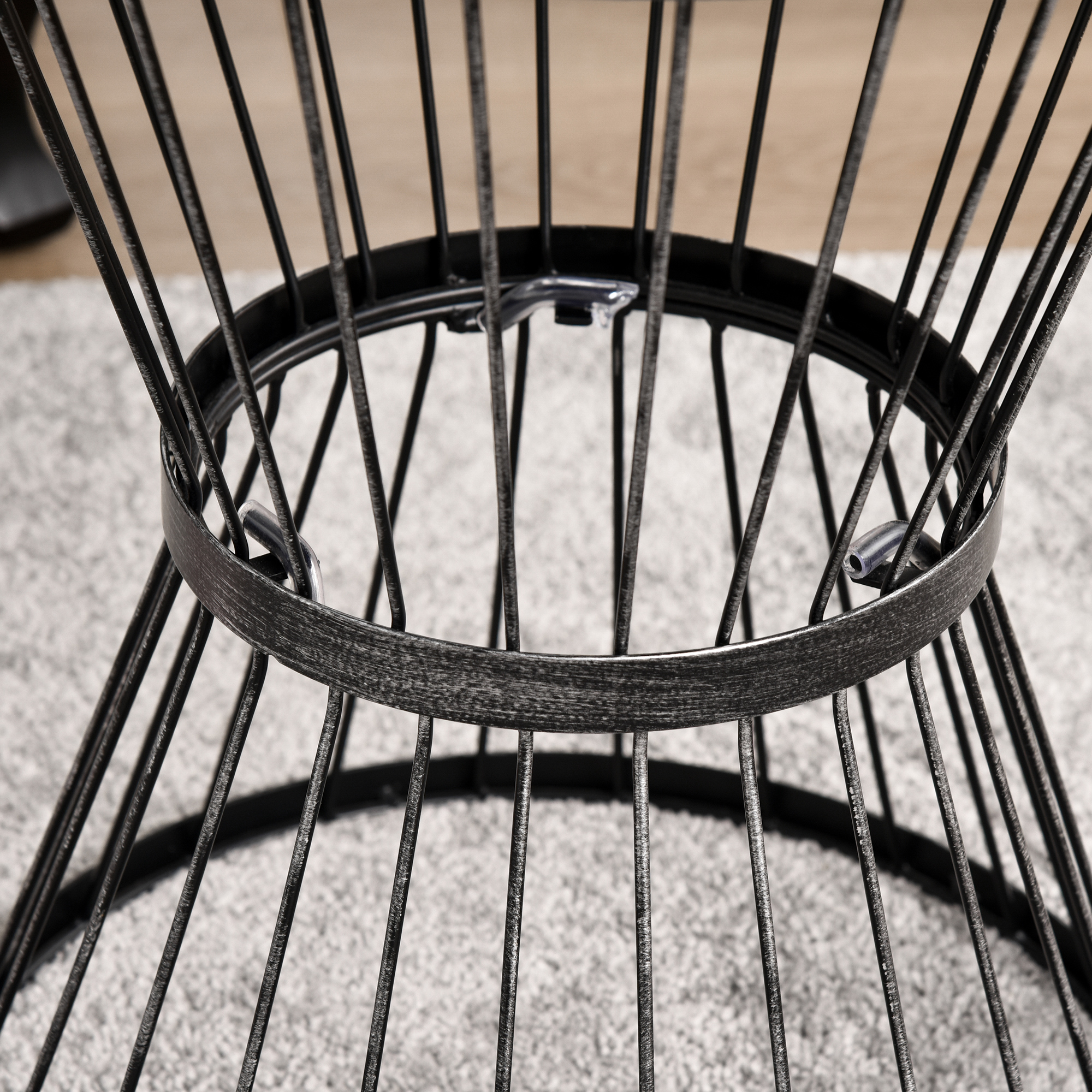  16" Steel Patio Side Table, Garden End Table with Hourglass Design, Accent Table for Outdoor and Indoor Use, Distressed Black