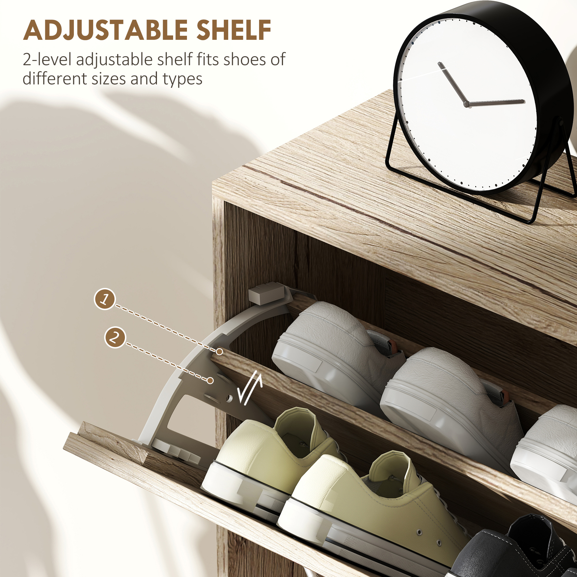 12-Shoe Flip Drawer Storage Cabinet - Brown Wood-Effect — image 3