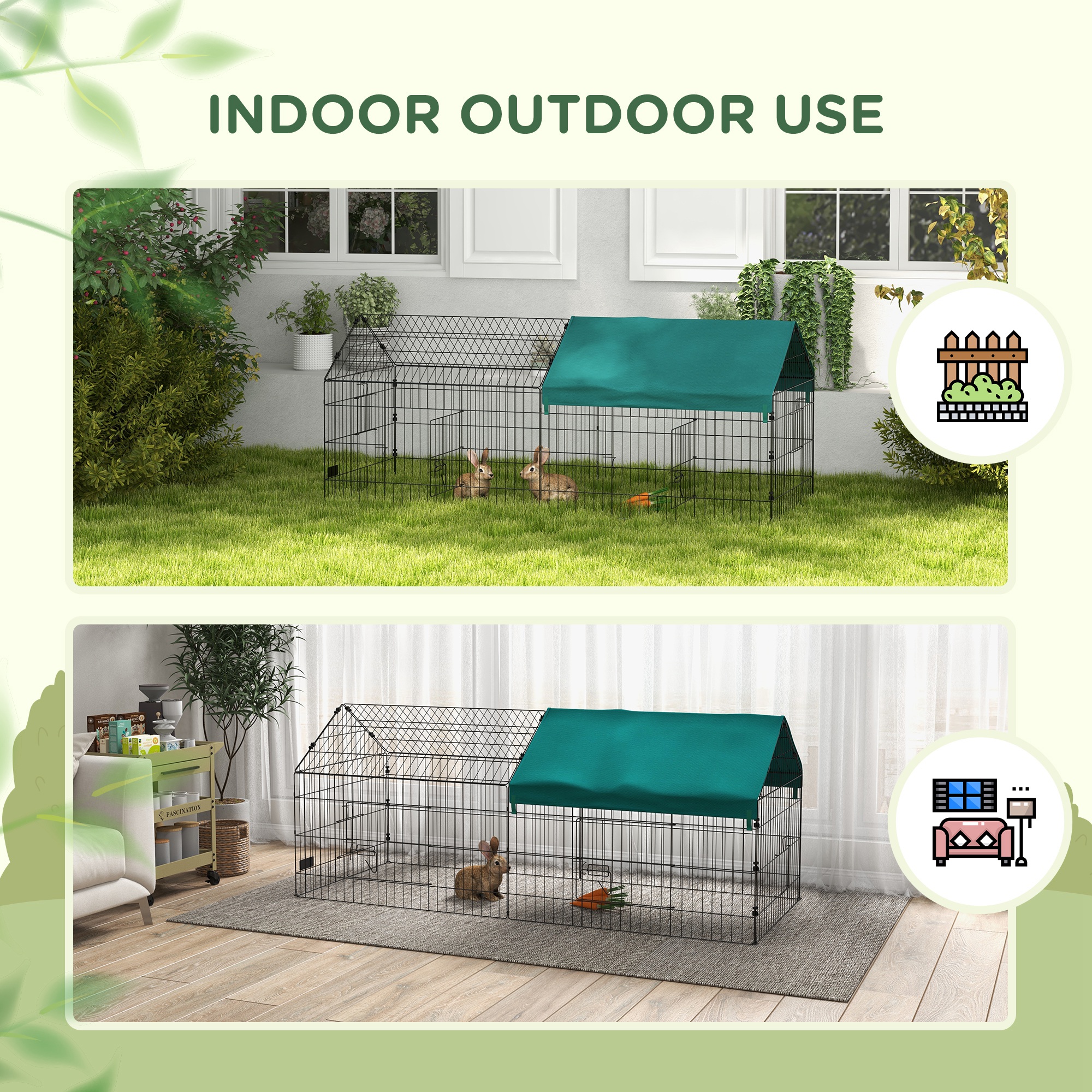  73" Small Animal Playpen with Roof for Rabbits, Chicken, Chinchillas