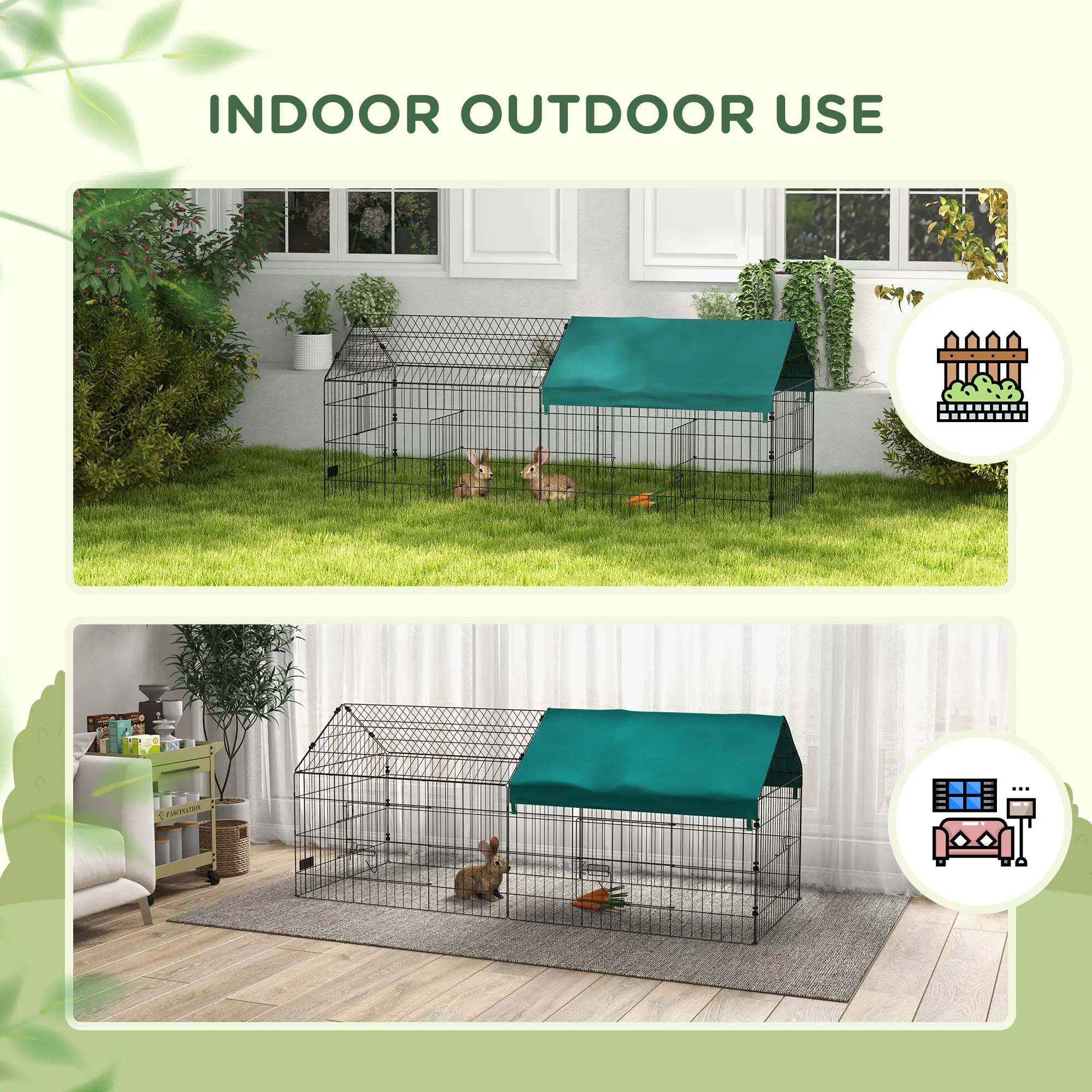 73" Small Animal Playpen with Roof for Rabbits, Chicken, Chinchillas