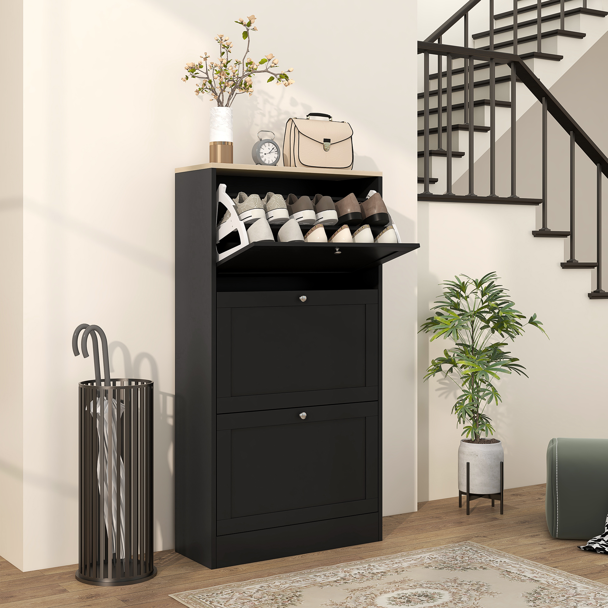 Shoe Storage Cabinet with Flip Drawers
