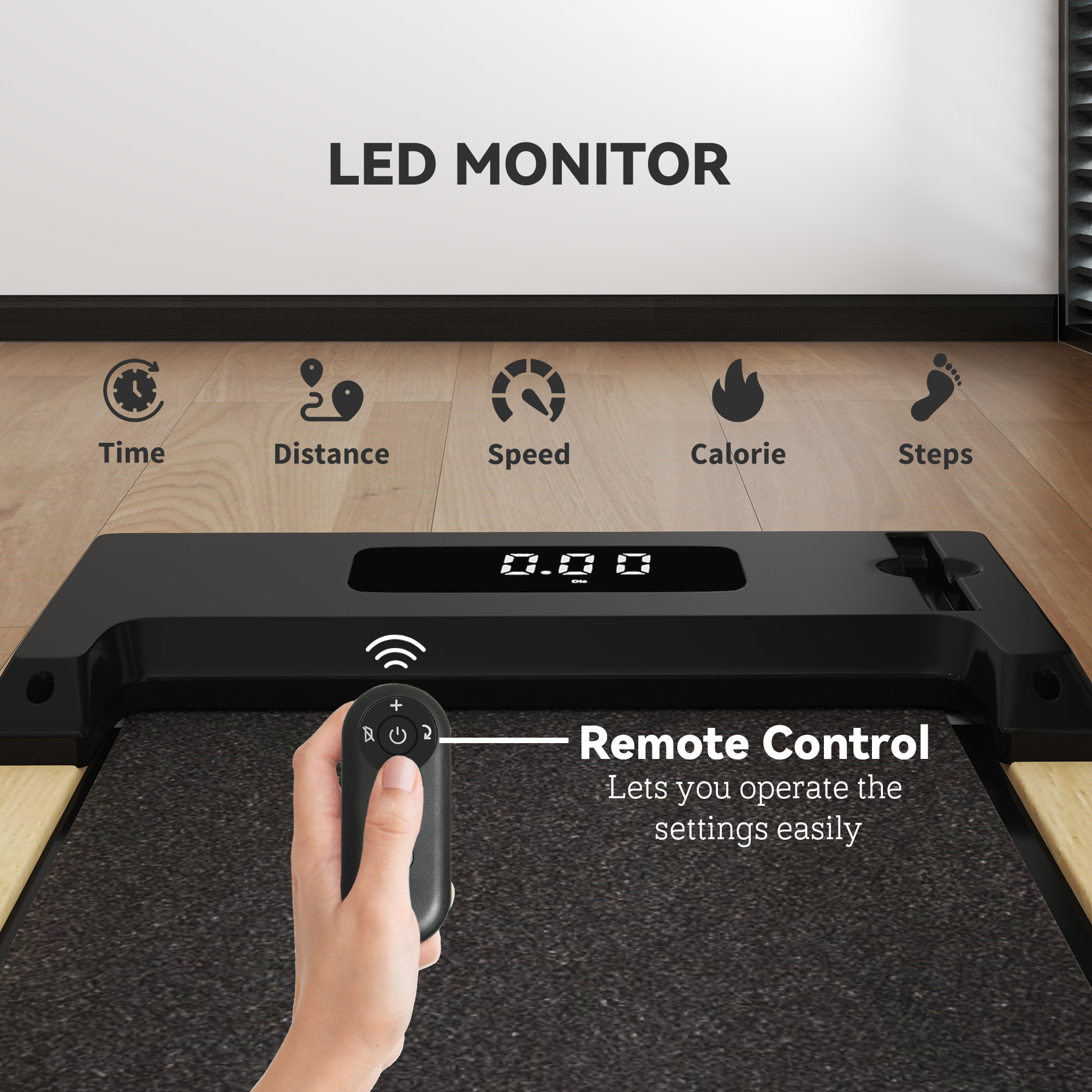2.5HP Walking Pad — Wood Under Desk Treadmill with Remote — photo 5