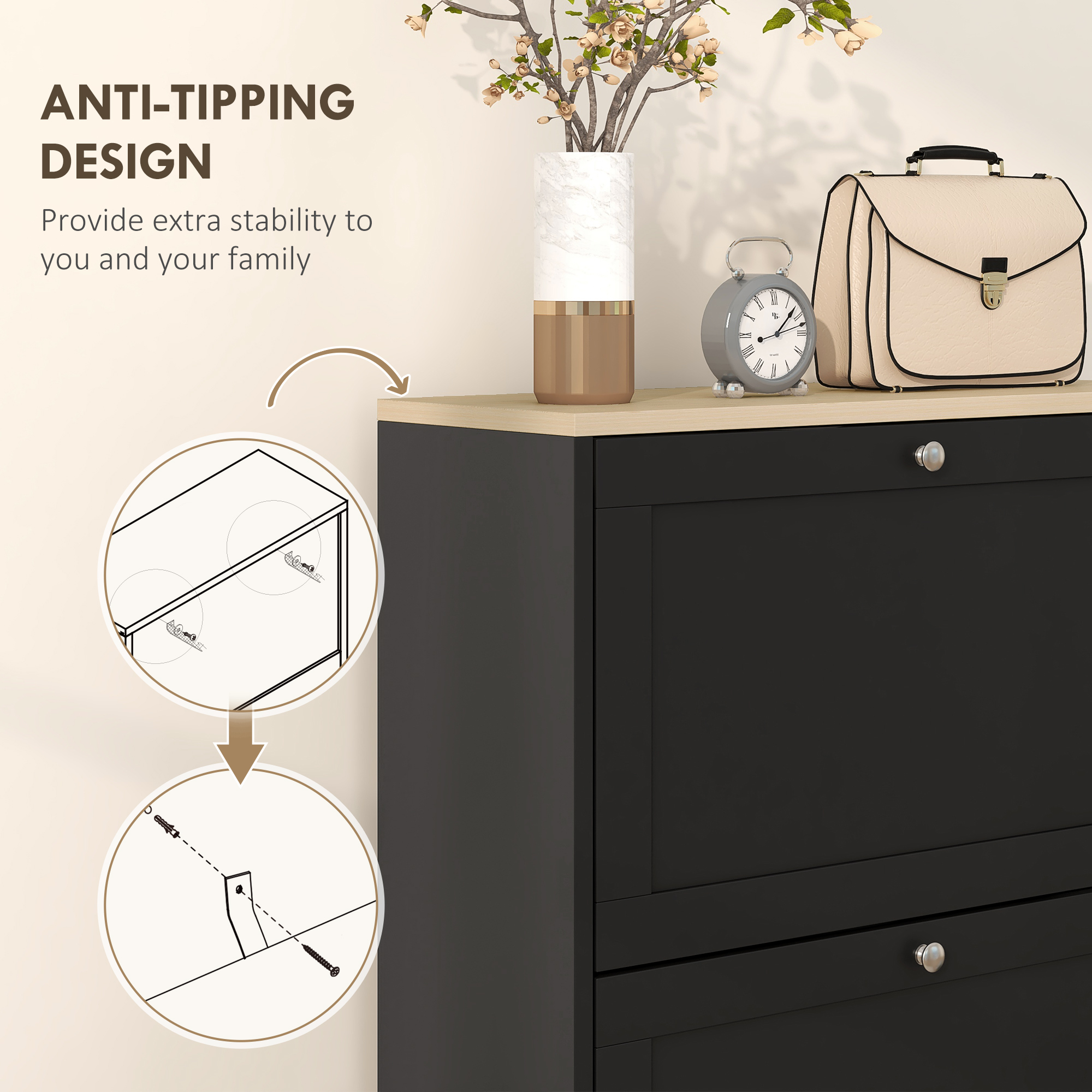 Shoe Storage Cabinet with Flip Drawers, picture 2 of 5