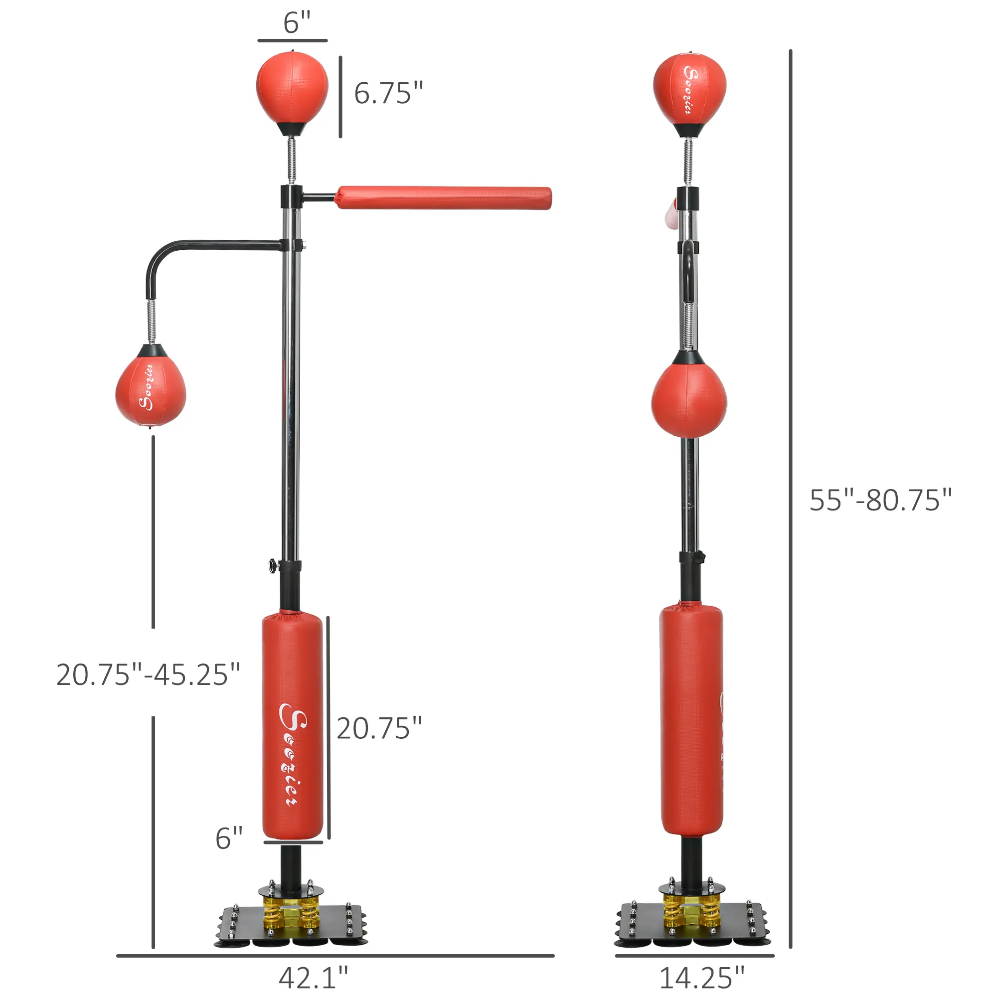 4.6-6.7 Speed Bag Boxing Bag Stand, Reflex Bag Boxing Training Equipment, Speed Punching Bag, Red