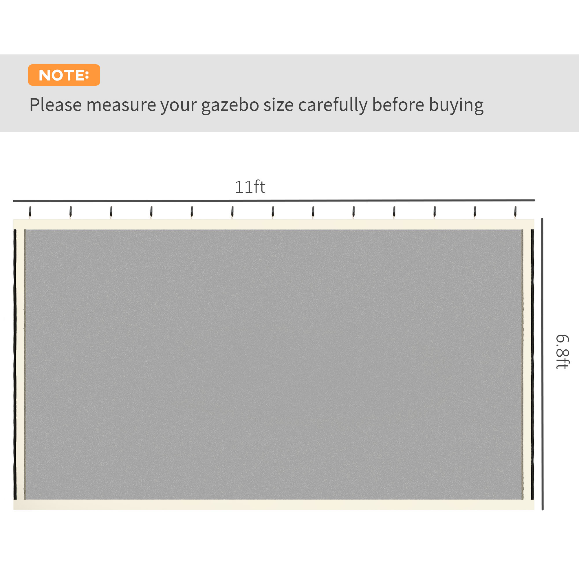 Replacement Mesh Sidewall Netting for 10 x 12 Gazebos and Canopy Tents with Zippers, (Sidewall Only) Cream image 2