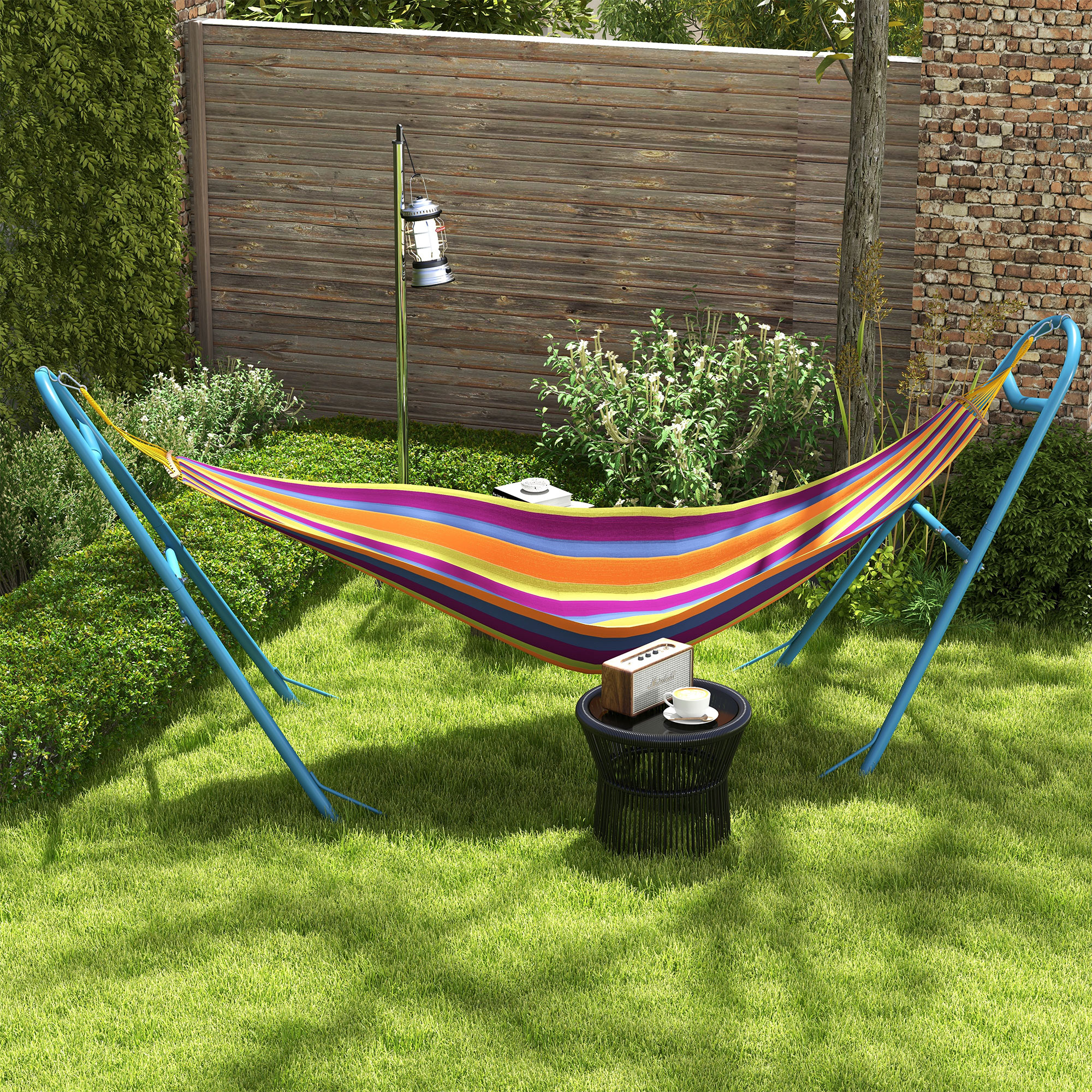 Hammock Stand, Portable Adjustable Steel Frame Hammock Stand, Weather Resistant, 10.3, 550 lbs. Capacity, Blue