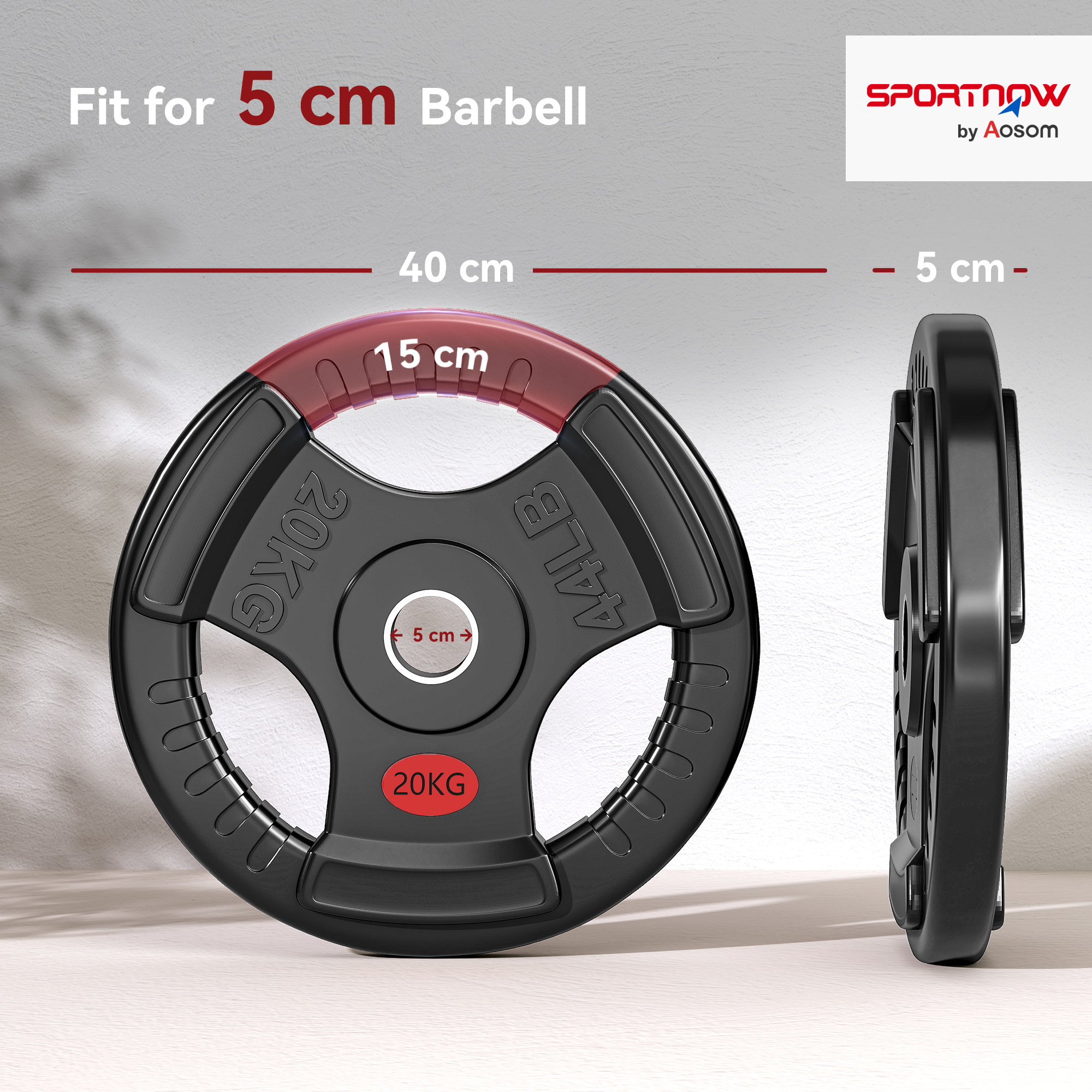 SPORTNOW plaque de poids olympique, disque de poids de 2"/5 cm avec tri-grips – Image 2