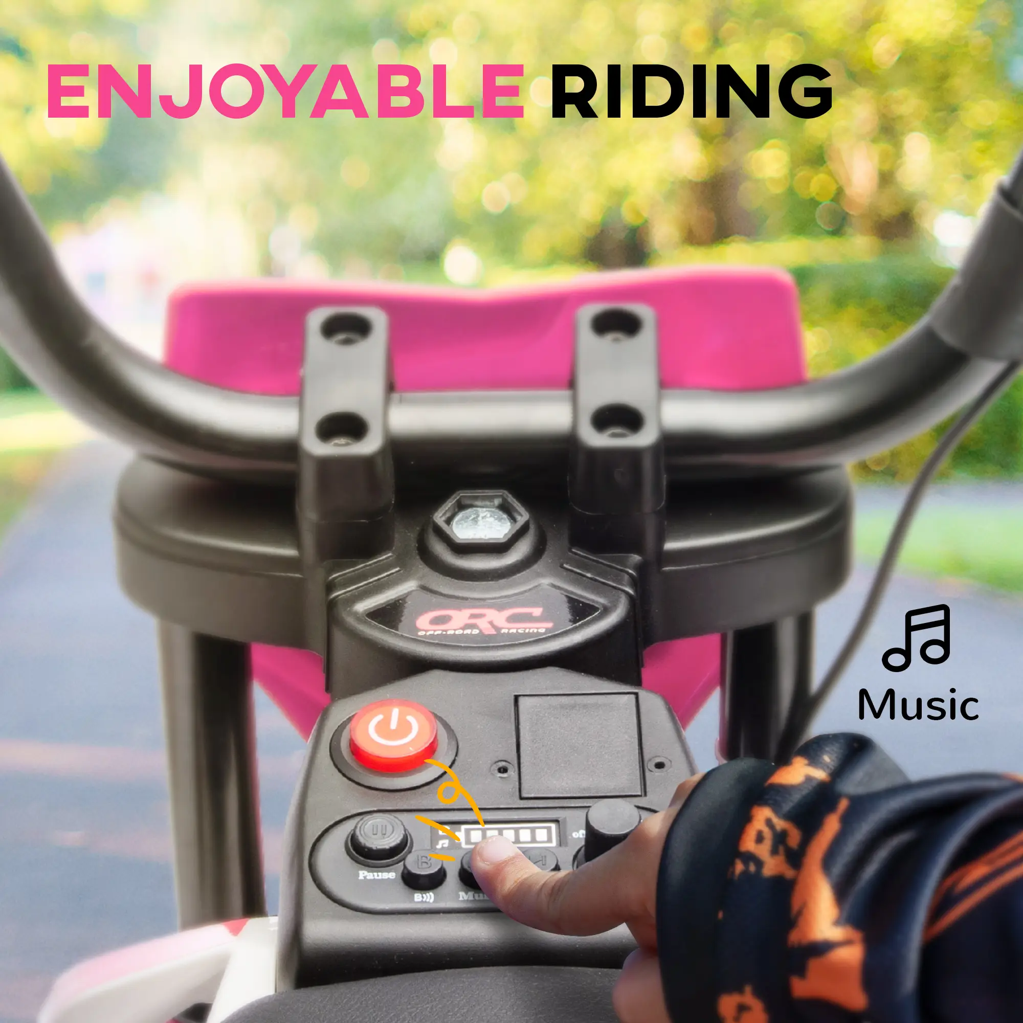 12V Kids Electric Motorcycle w/ Twist Grip Throttle, Training Wheels, Rear Suspension & Music, Pink