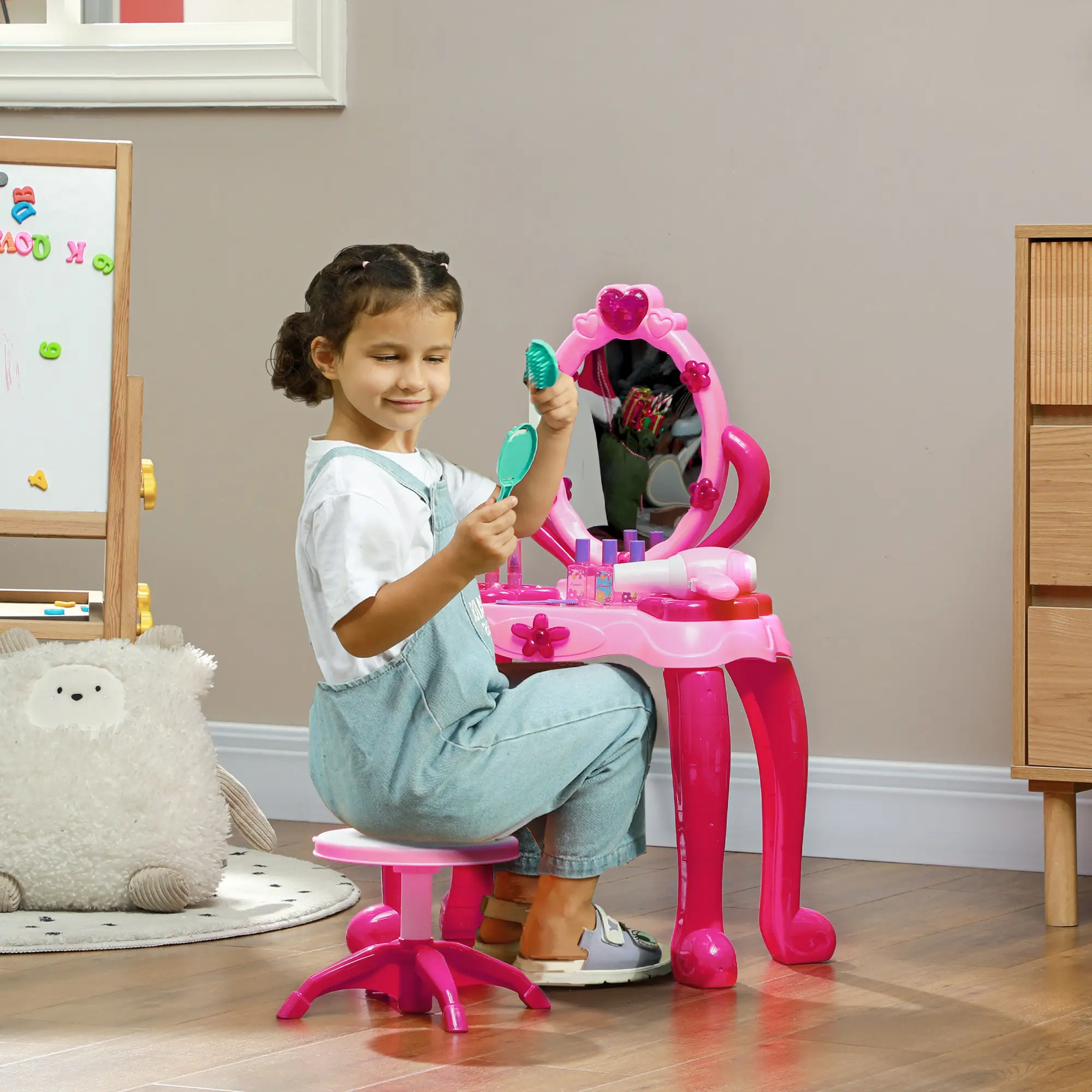 Kids Vanity Set with Mirror and Stool