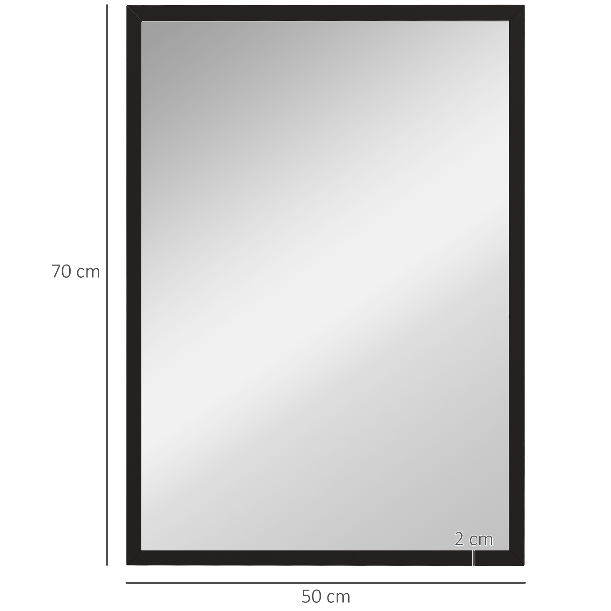 Wall Bathroom Mirror, 70 X 50 Cm Wall-Mounted For Living Room, Bedroom — image 2