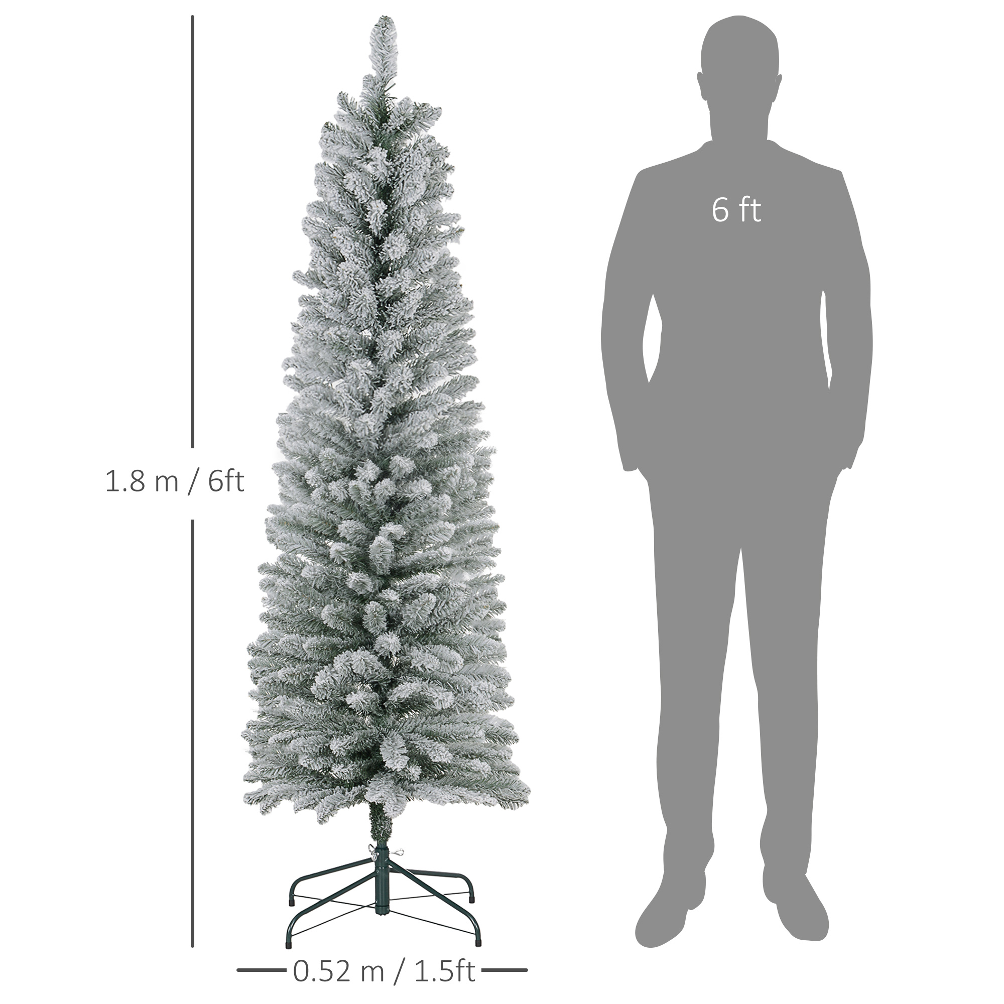 6ft Artificial Snowy Pencil Christmas Tree - White — image 5