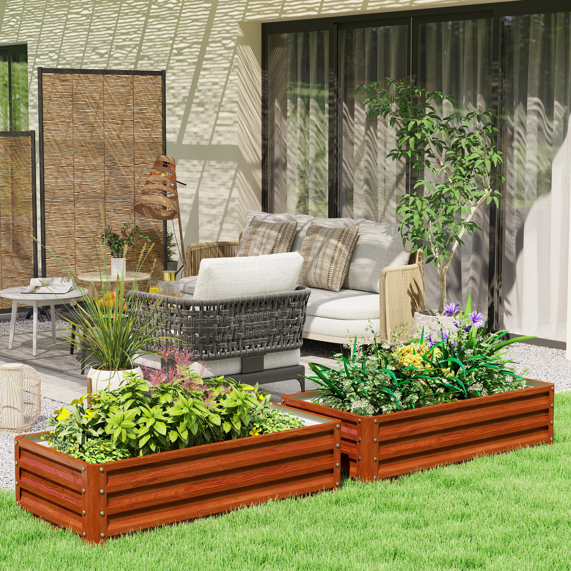 Galvanized Raised Garden Bed, 4 x 2 x 1 Metal Planter Box, for Growing Vegetables, Flowers, Herbs, Succulents, Brown