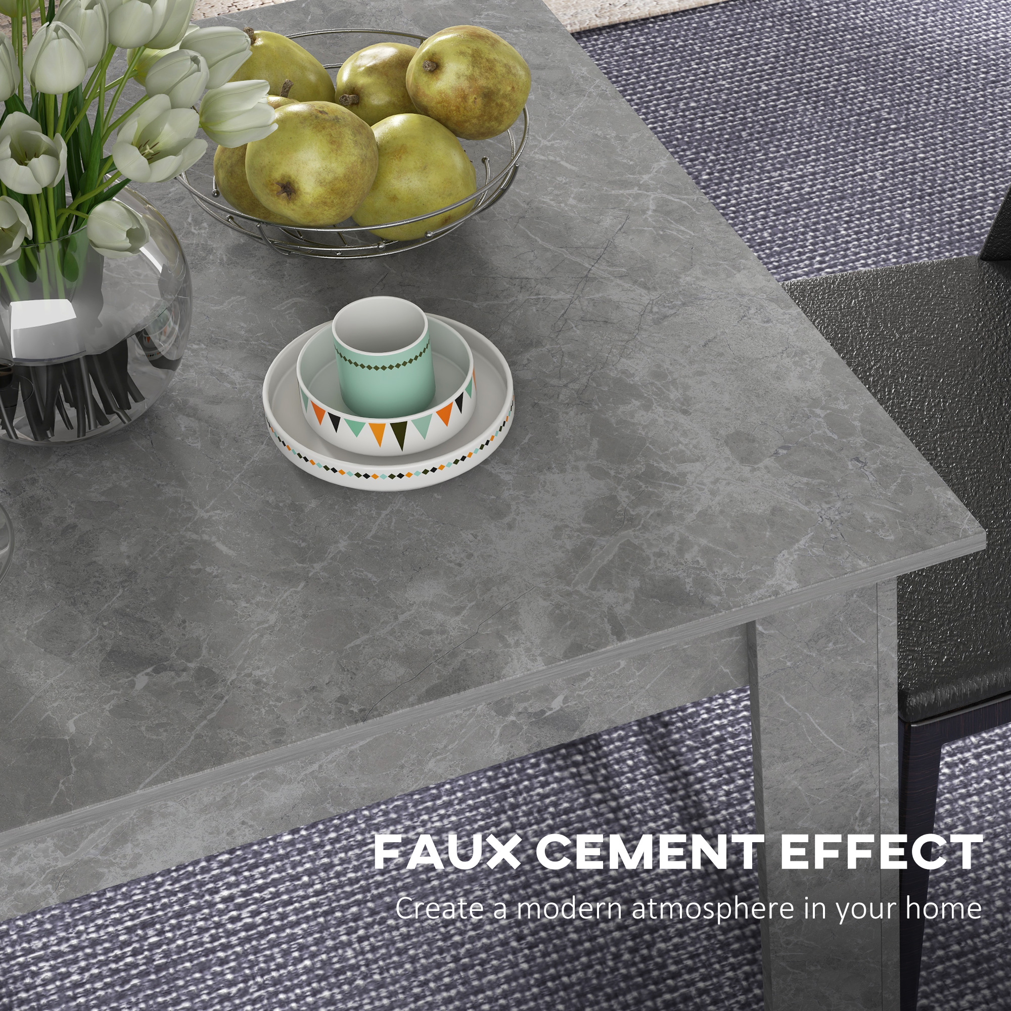 Square Dining Table, Modern Small With Faux Cement Effect, Space Saving — image 2