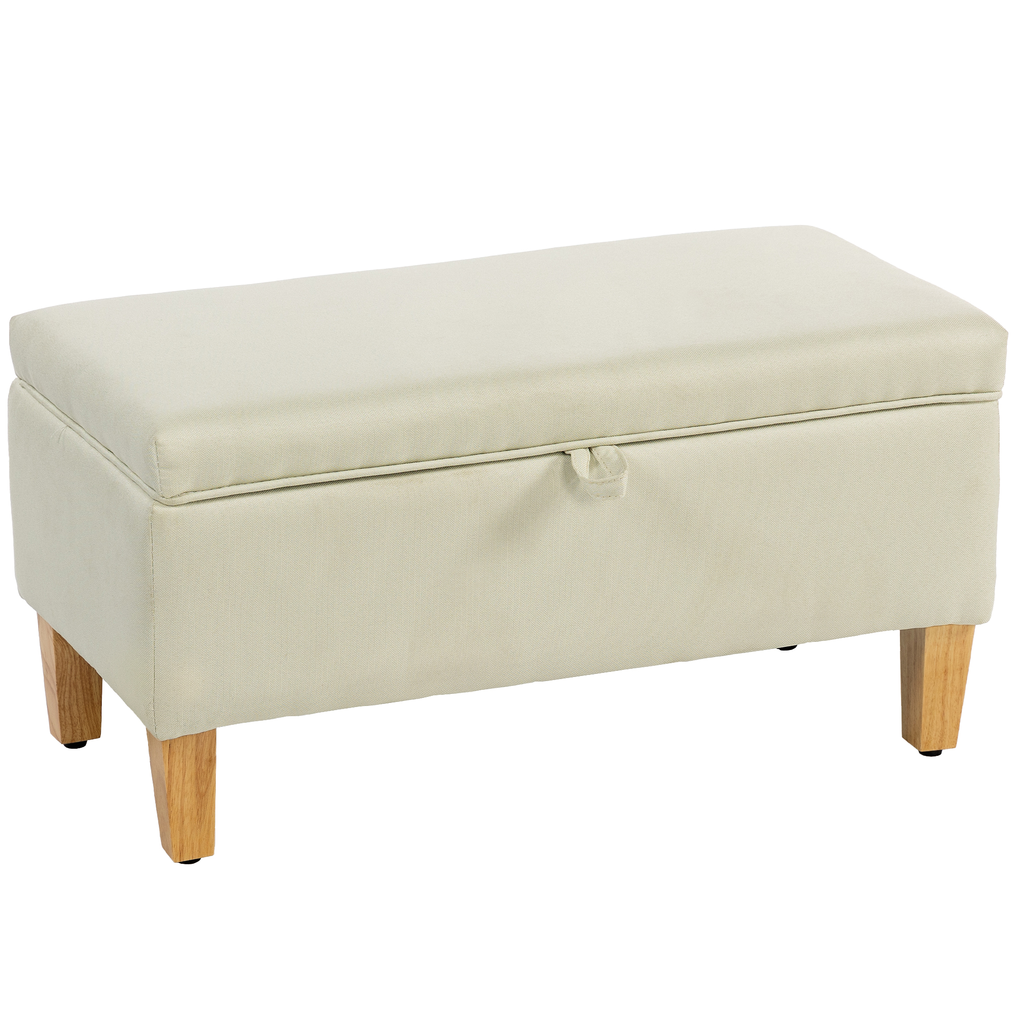 30L Linen Storage Ottoman Padded Footstool With Rubberwood Legs For Box, Bed — image 5