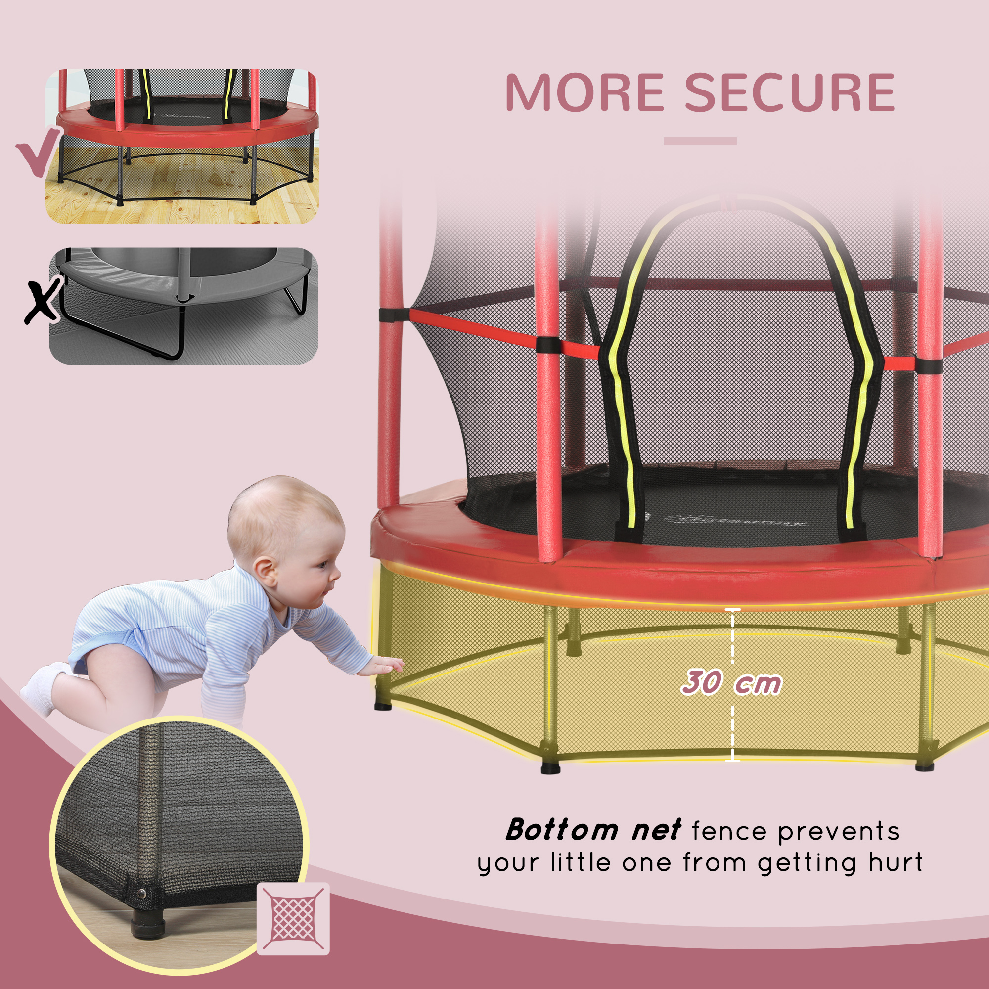 Φ5FT Kids Trampoline with Enclosure Net for Age 3 to 6 Years Red — photo 8