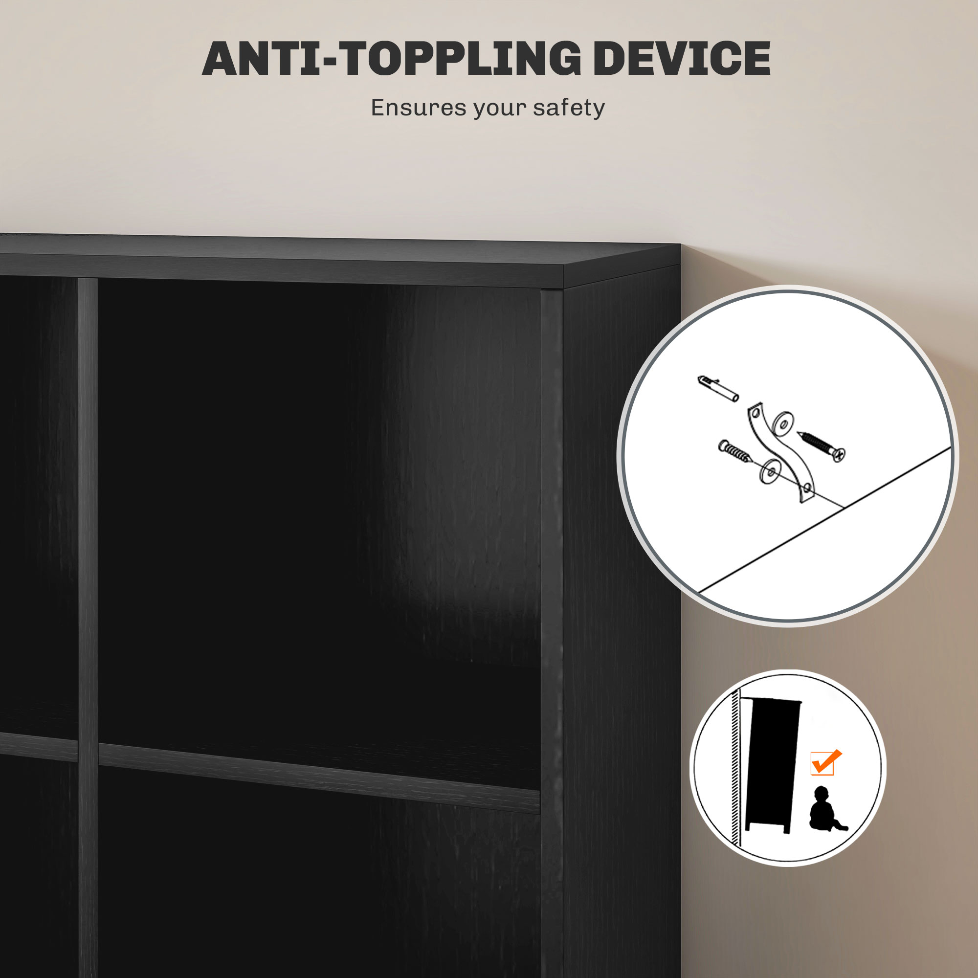 Six-Cube Bookcase - Black Wood Effect — image 5