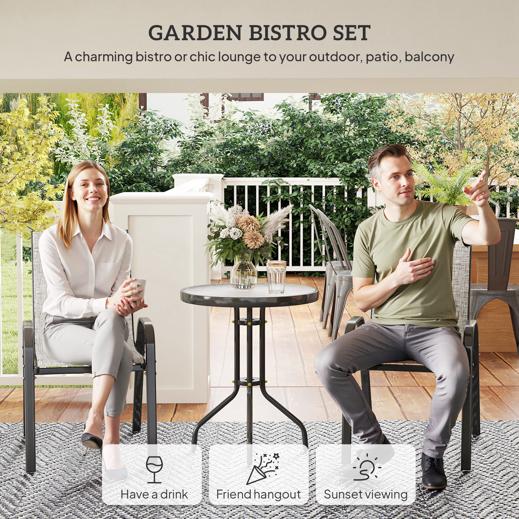 Steel Patio Bistro Set, picture 3 of 5