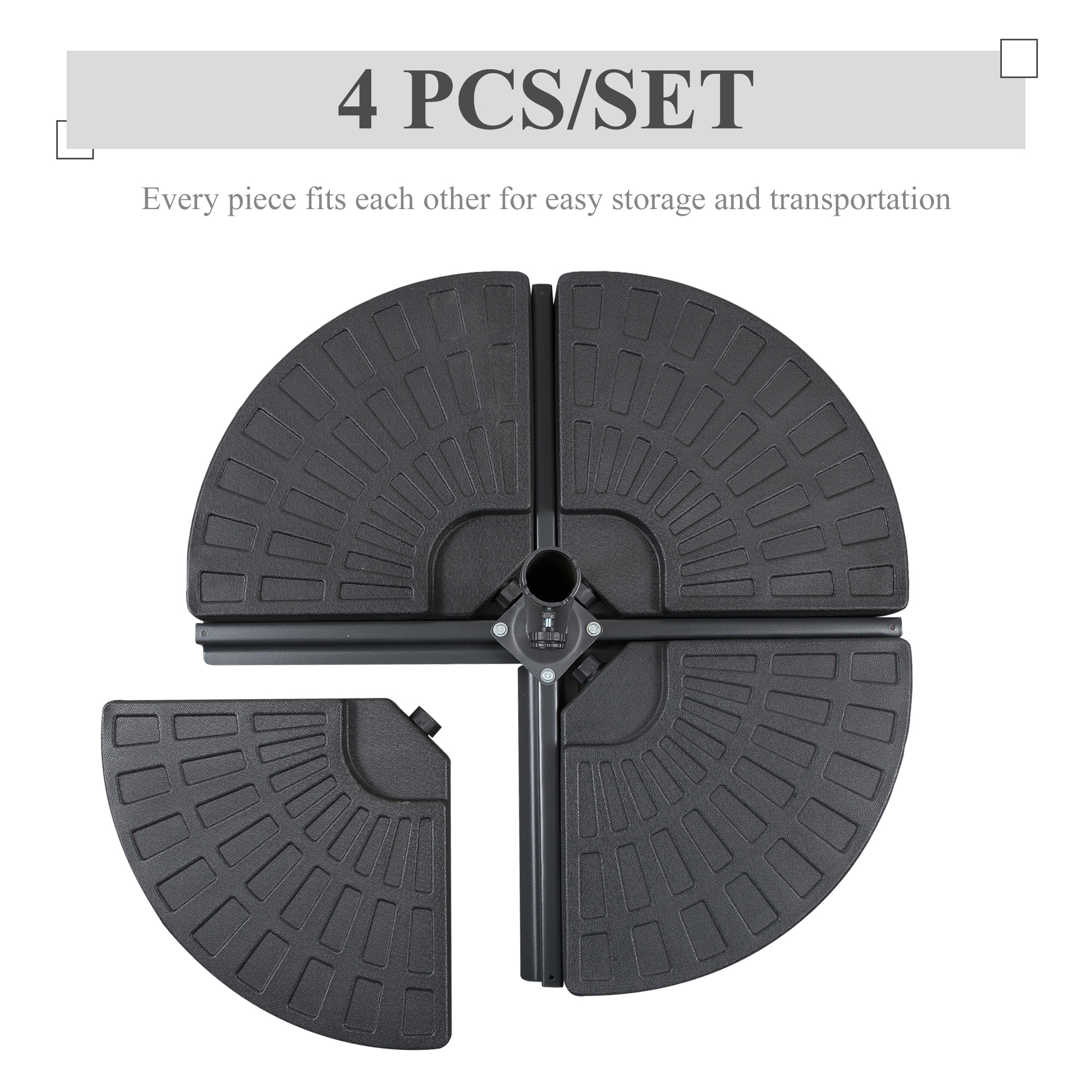  Large 4 Piece Round Fillable Weighted Offset Market Patio Umbrella Base