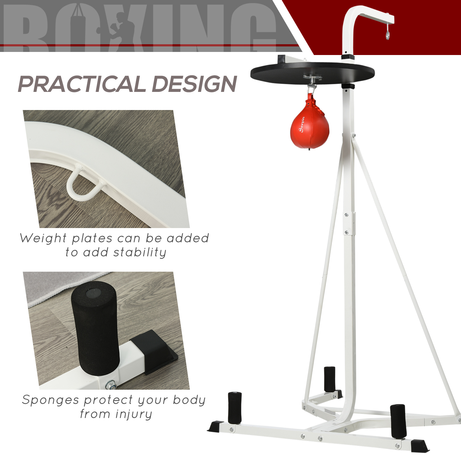 2 in 1 Punching Bag Stand, Adjustable Height Heavy Bag Stand with Weighted Base and Speed Bag, Freestanding for Home Gym