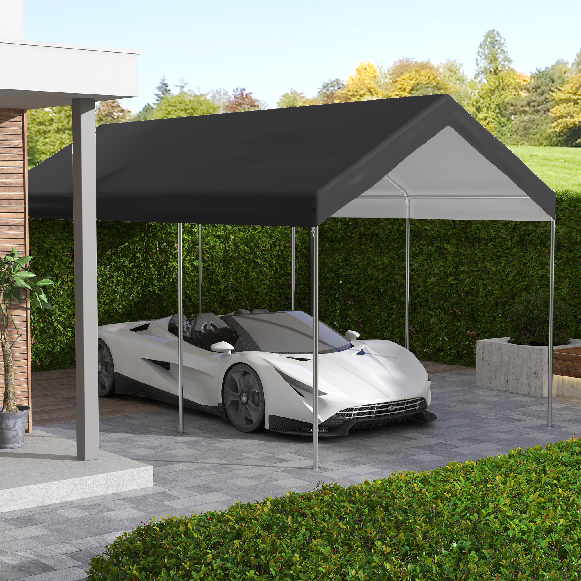 20 x 10 Carport Replacement Canopy for Model 84C-207WT or 84C-386V00WT with Ball Bungee Cords, Gray (Only Cover)