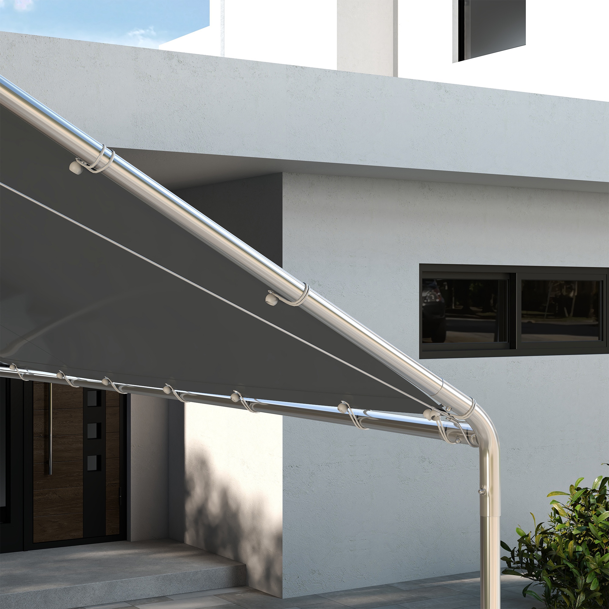 10 x 20ft Carport Roof, UV Resistant Canopy Replacement Cover with Ball Bungee Cords, Dark Gray